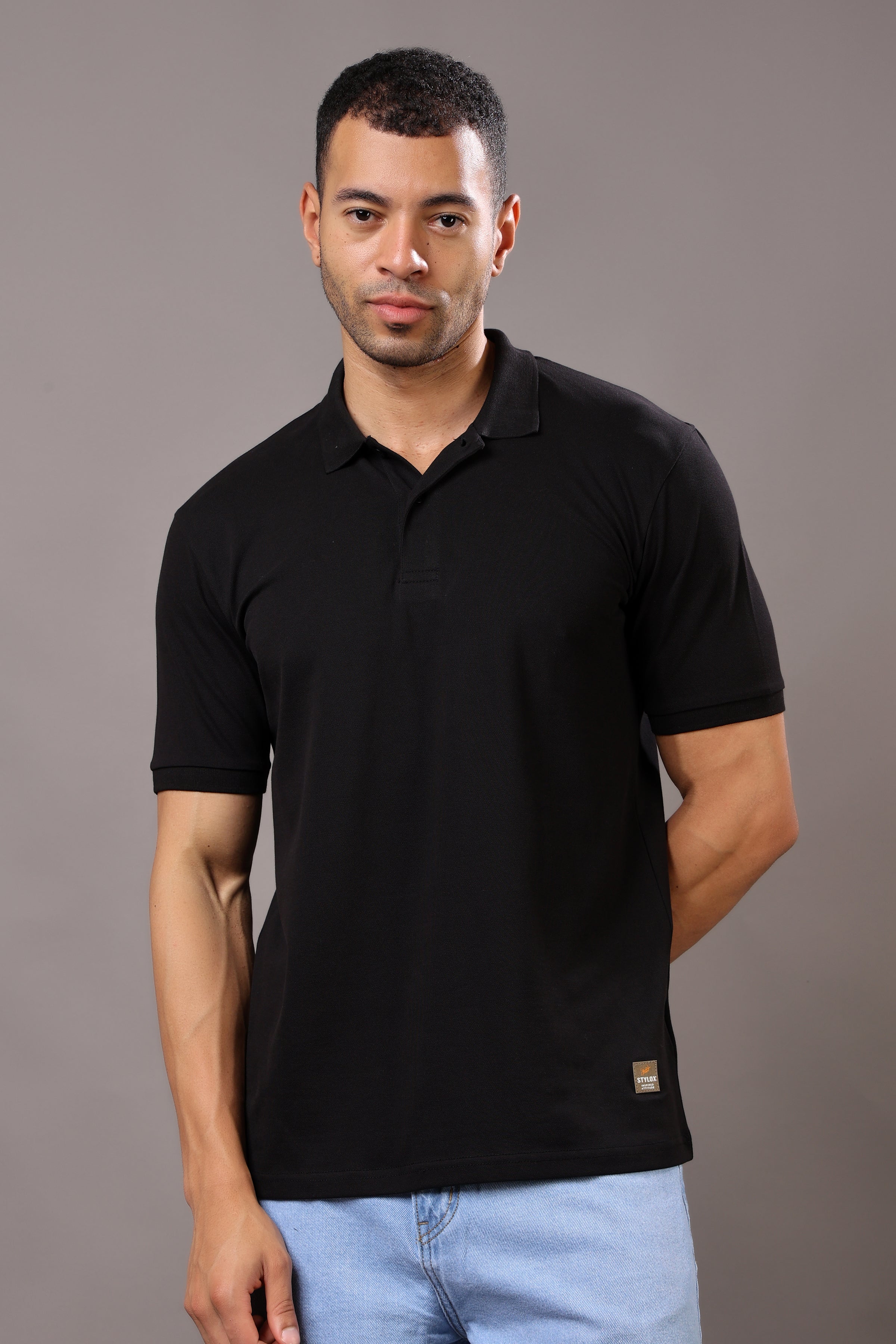 Stylox Men’s Polo Collar Solid T-Shirt - Soft, Breathable & Everyday Wear - Stylox