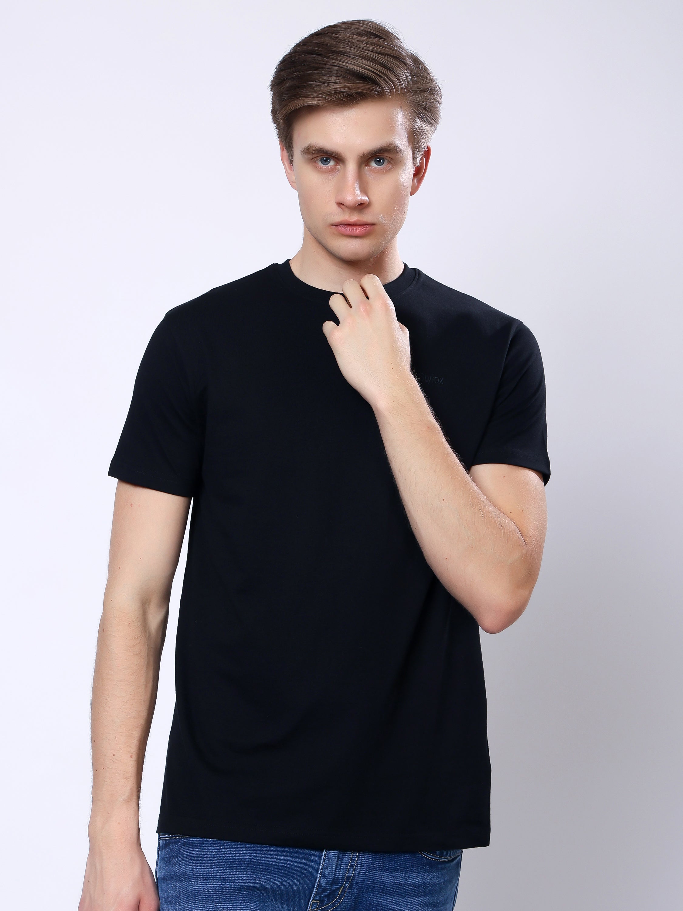 Stylox Men’s Solid Round Neck T-Shirt | Classic Cotton Casual Crew Neck Tee - Stylox