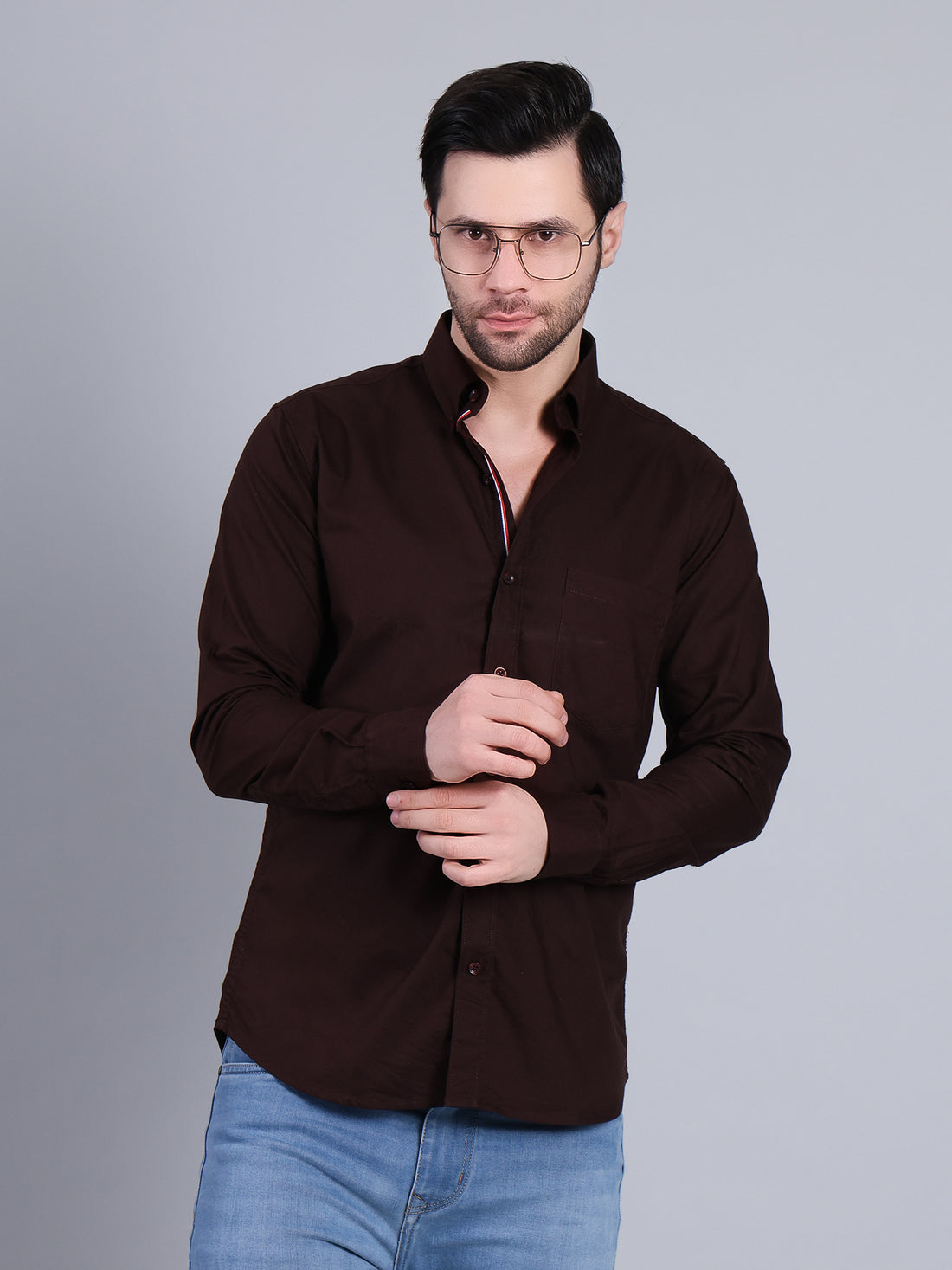 Stylox Men’s Regular Fit Full Sleeve Solid Casual Shirt for Everyday &amp; Office Wear (Rust)