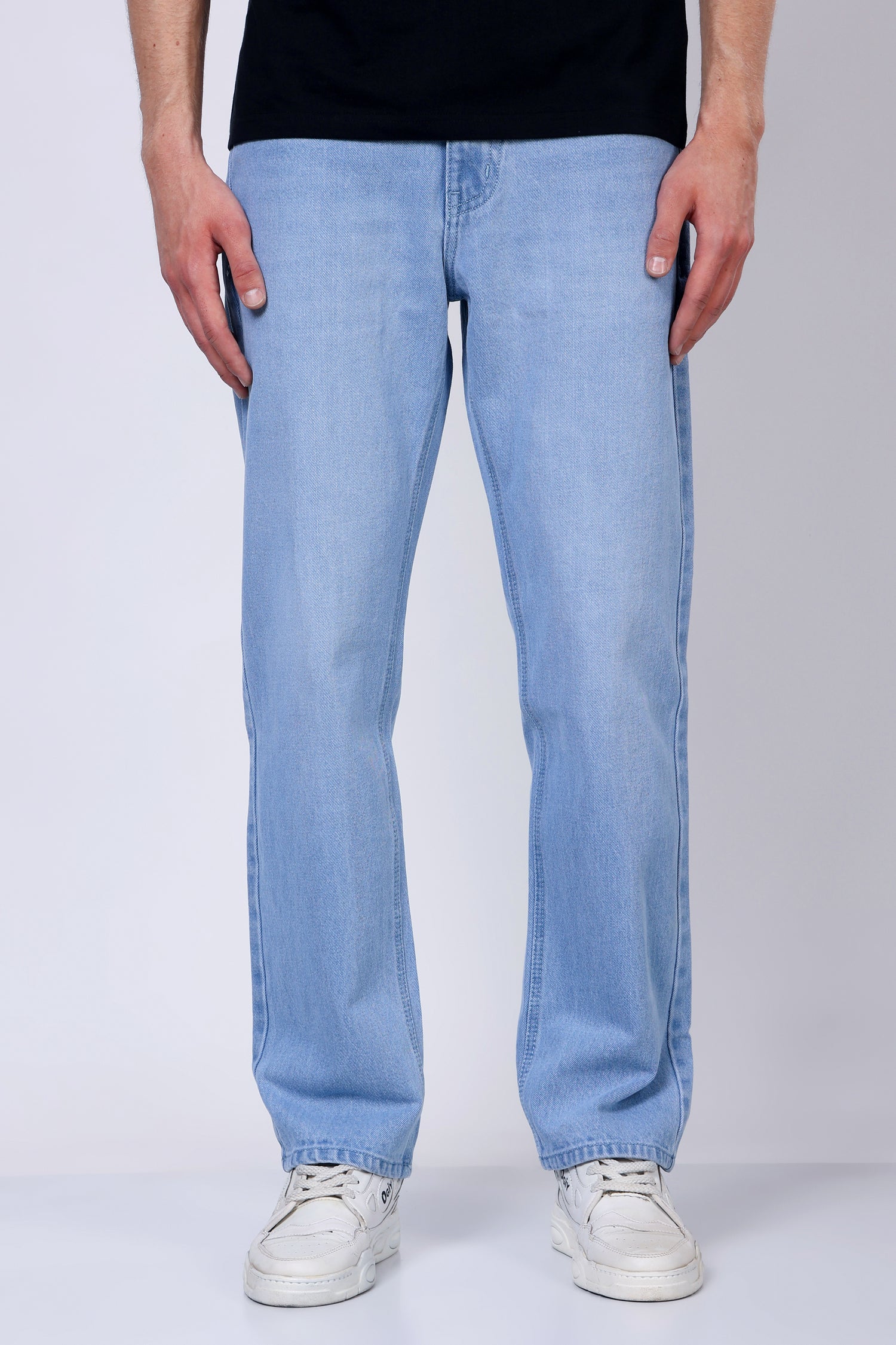 Stylox Men’s Mid-Rise Relaxed Fit Light Blue Non-Stretch Denim Jeans - Stylox