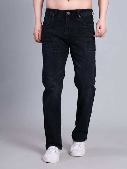 Stylox Men’s Mid-Rise Straight Fit Classic Washed Denim Jeans-Dark Grey - Stylox