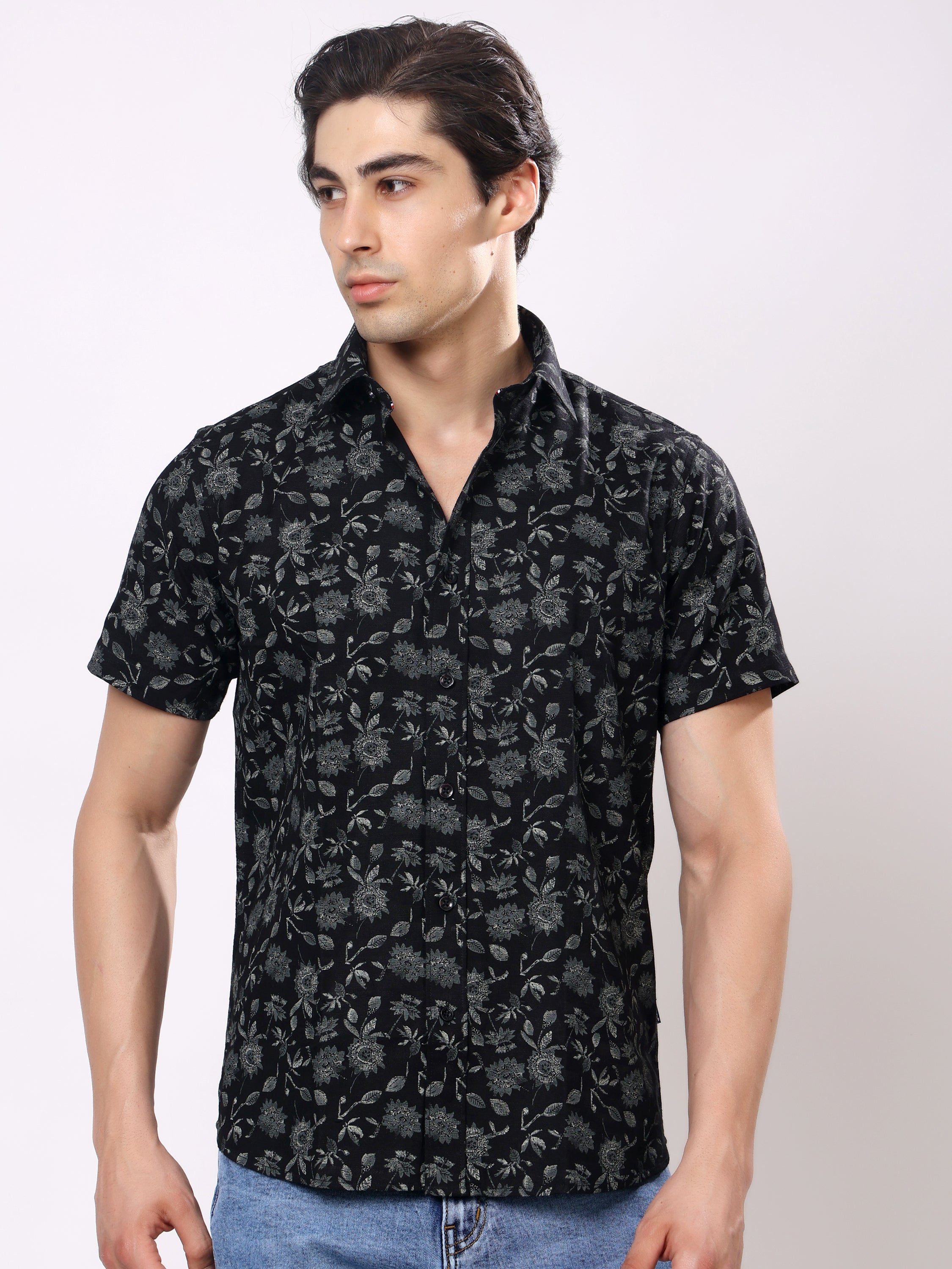 Stylox Men’s Regular Fit Half Sleeve Stylish Floral Printed Casual Summer Shirt