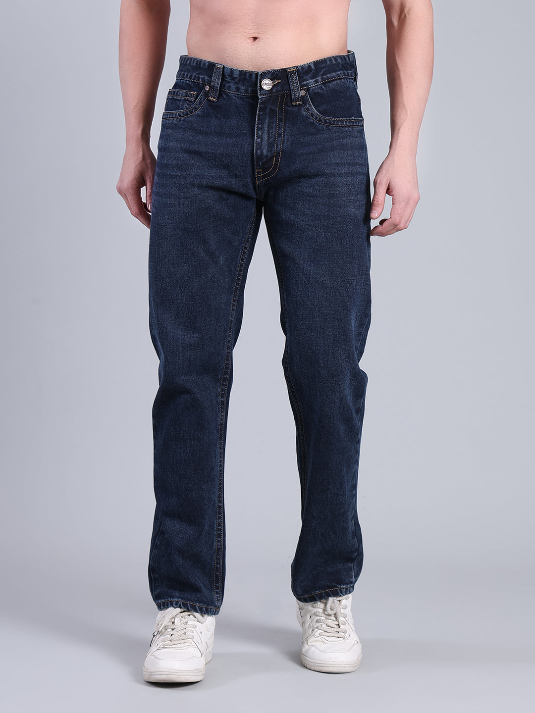 Stylox Men’s Comfort Fit Mid Rise Premium Denim Jeans (Dusty Blue)