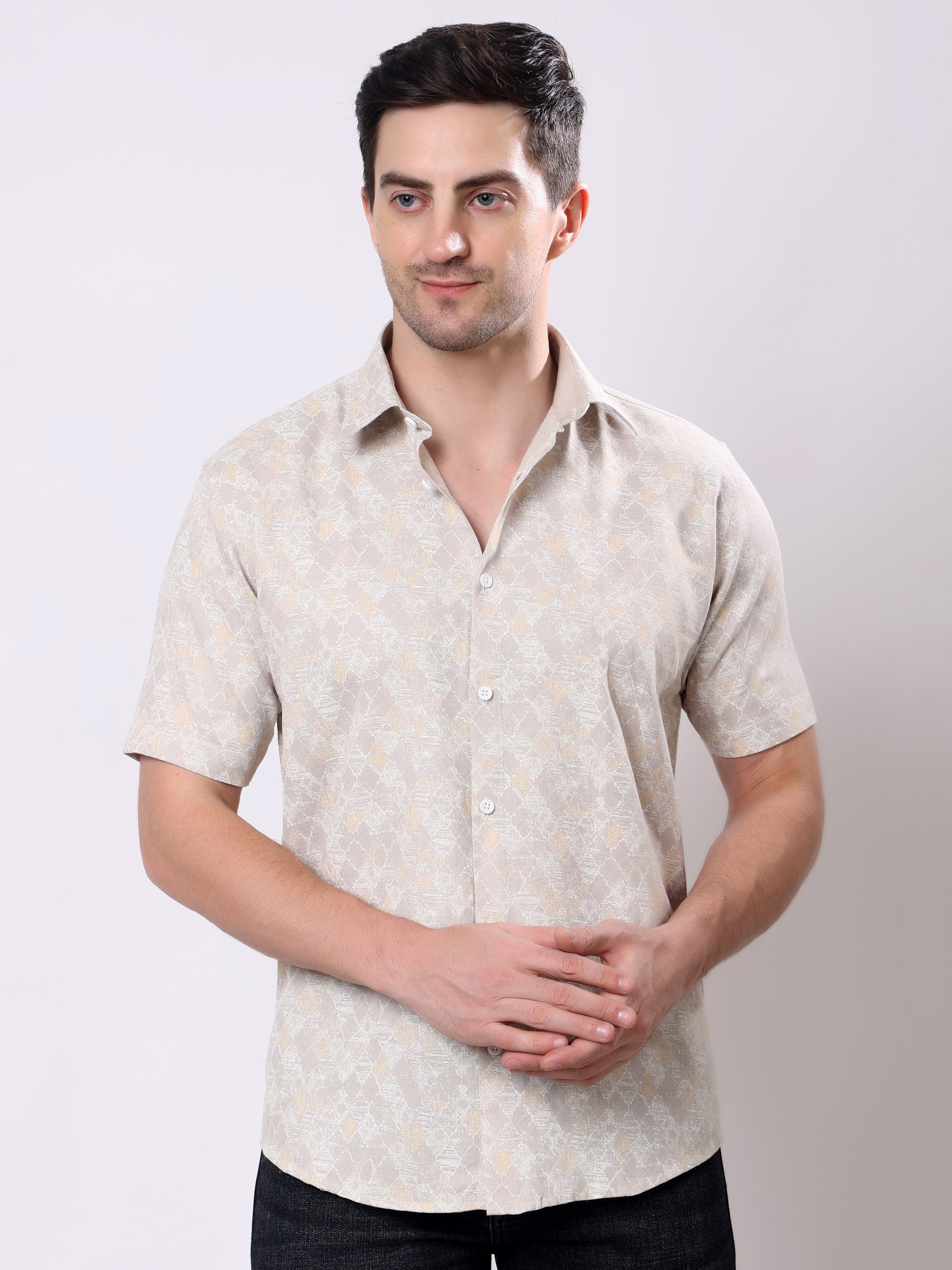 Stylox Men’s Regular Fit Half Sleeve Abstract print Casual Shirt - Stylox