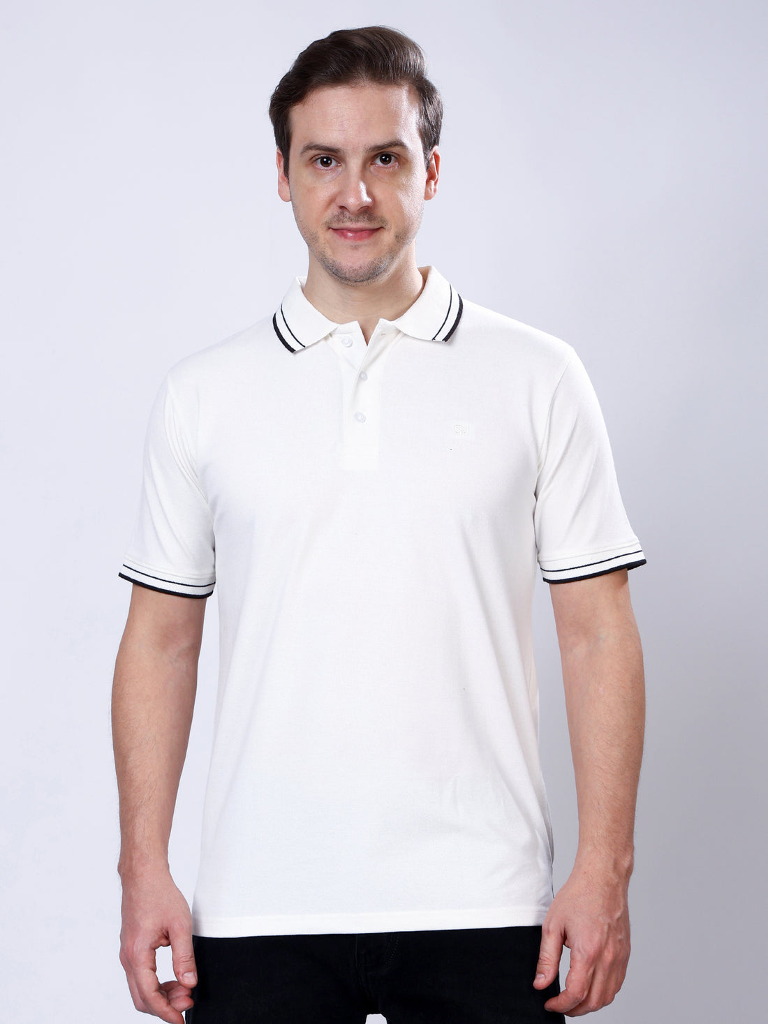 Stylox Men’s Solid Polo T-Shirt with Contrast-Tipped Collar - Stylox