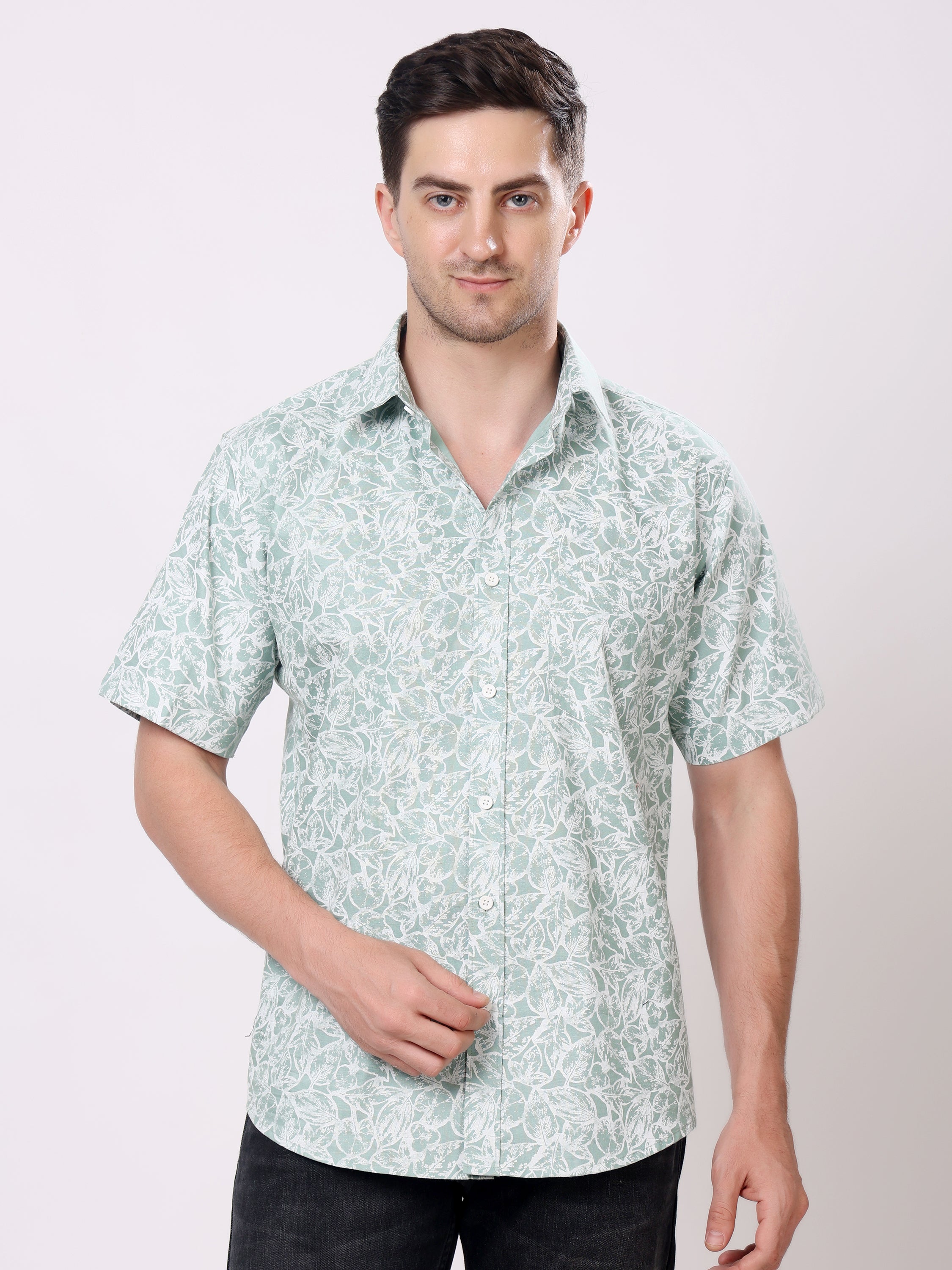 Stylox Men’s Regular Fit Half Sleeve Floral Printed Casual Summer Shirt - Stylox