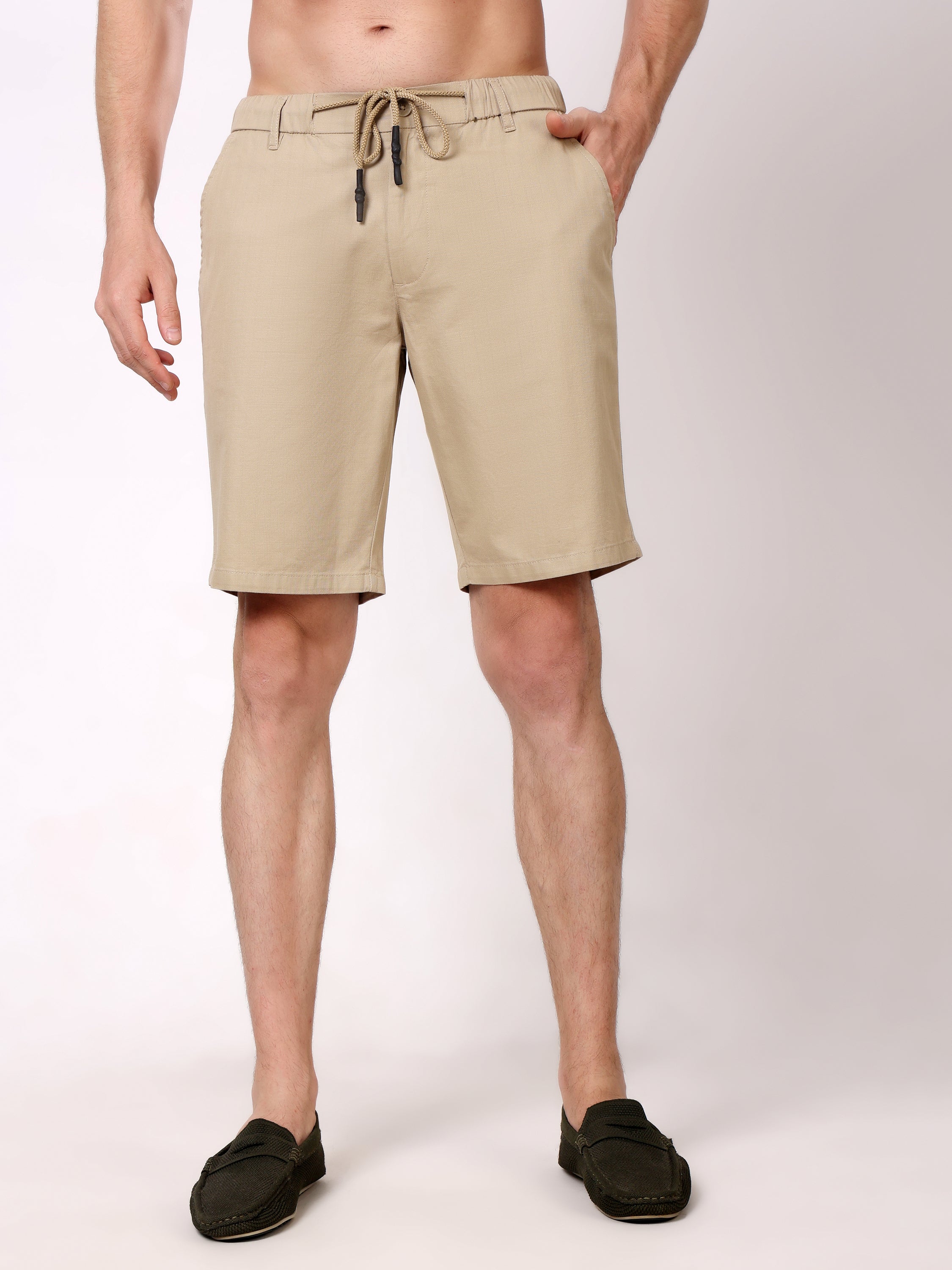 Stylox Men's Regular Fit Cotton Casual Summer Shorts with Elastic Waist & Drawstring