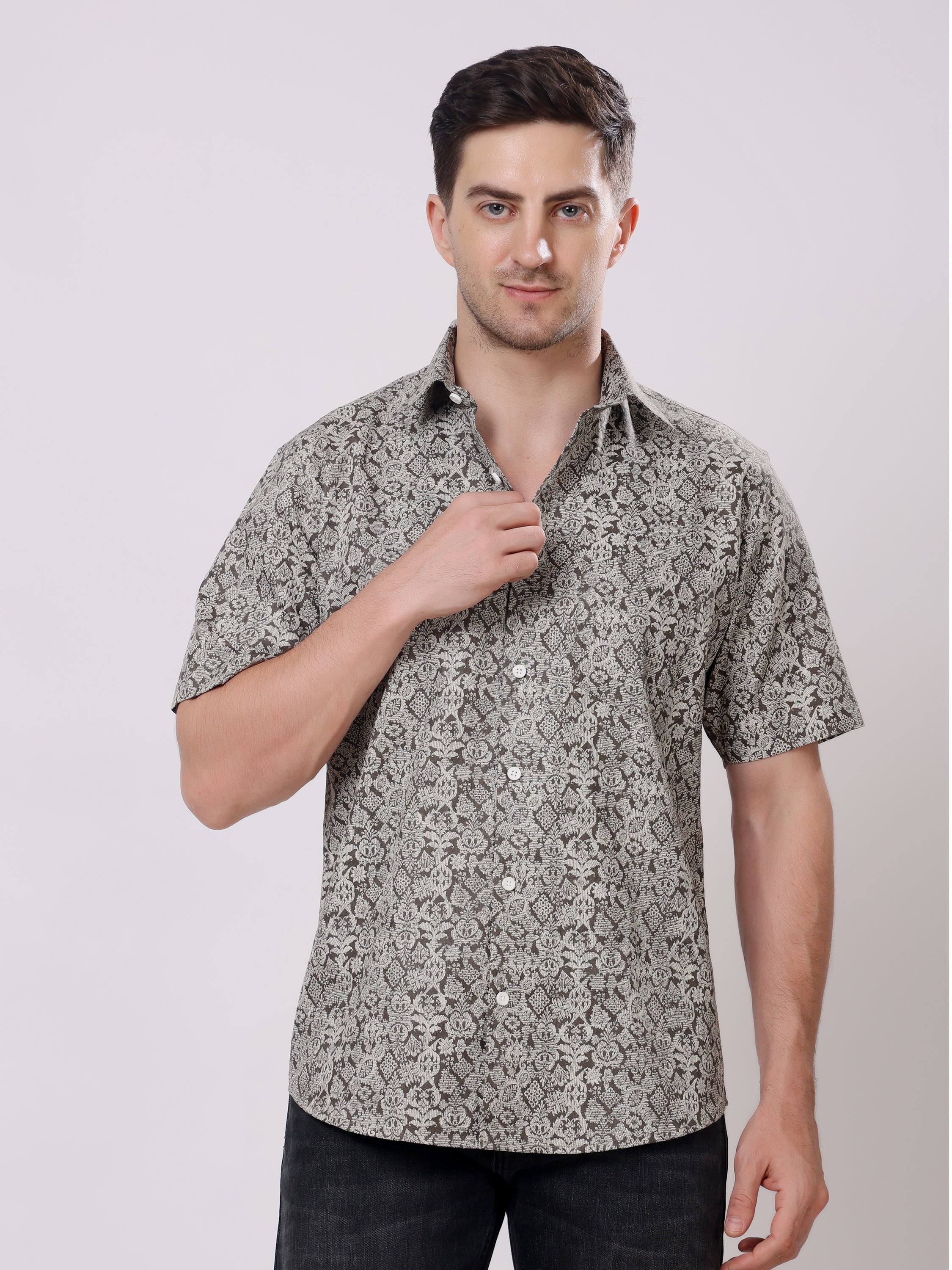 Stylox Men’s Regular Fit Half Sleeve Floral Printed Casual Stylish Summer Shirt - Stylox