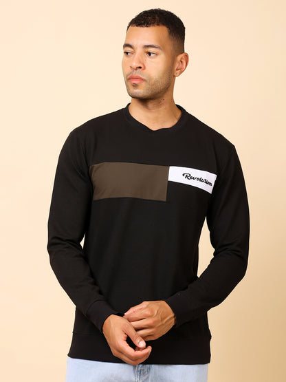 Stylox Men’s Colorblock Crew Neck Sweatshirt with “Revolution” Print