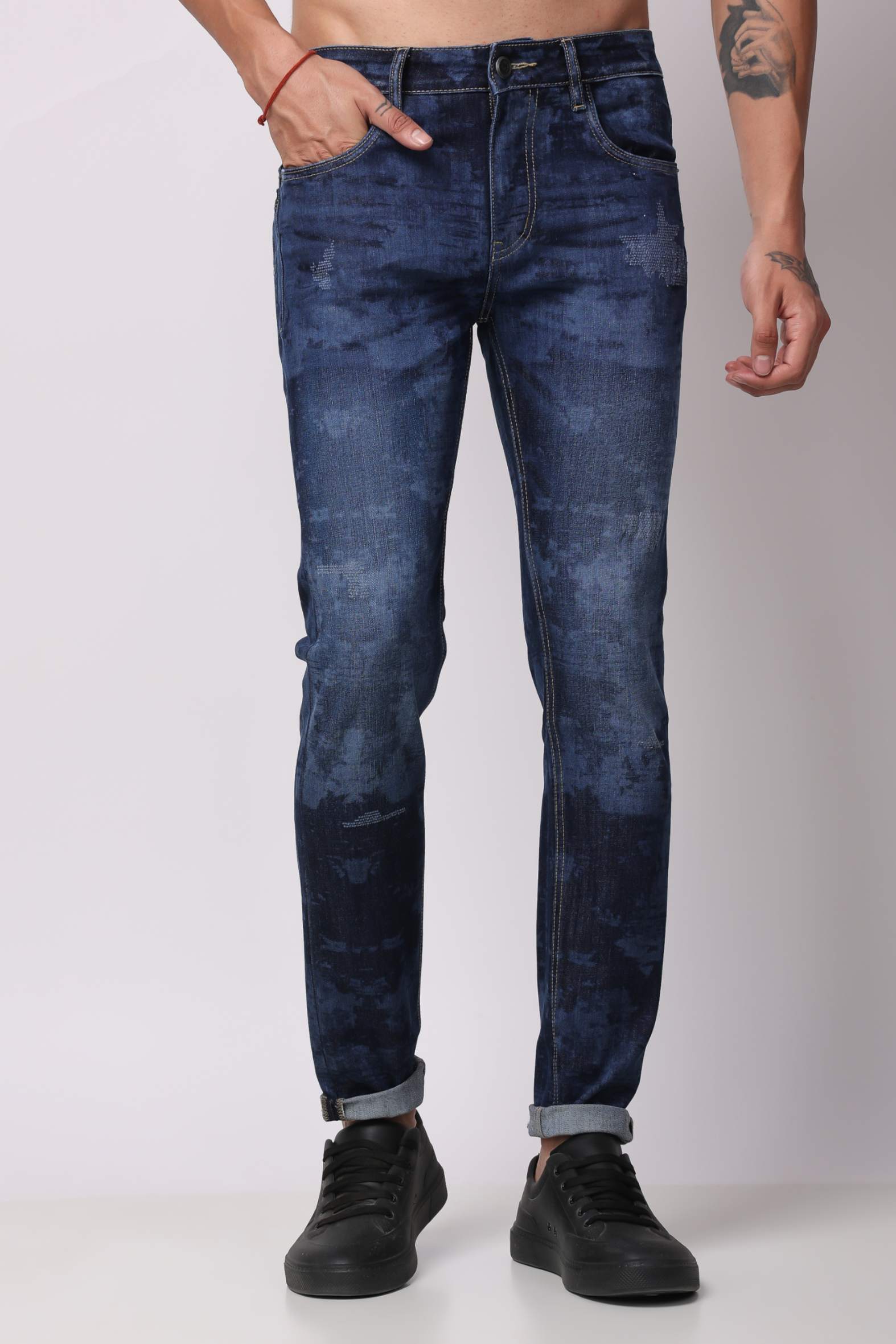 Stylox Men Ankle Fit Denim Jeans - Mid-rise with tapered ankle | Mid Blue |  - 5240-10724 - Stylox