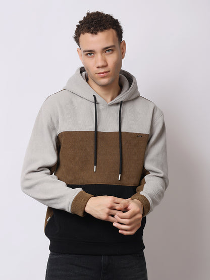 Stylox Men’s Colorblock Winter Hoodie – Warm Fleece Pullover with Kangaroo Pocket &amp; Drawstring Hood