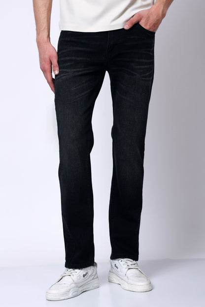 Stylox Men’s Mid-Rise Comfort Fit Stretchable Dark Grey Denim Jeans - Stylox