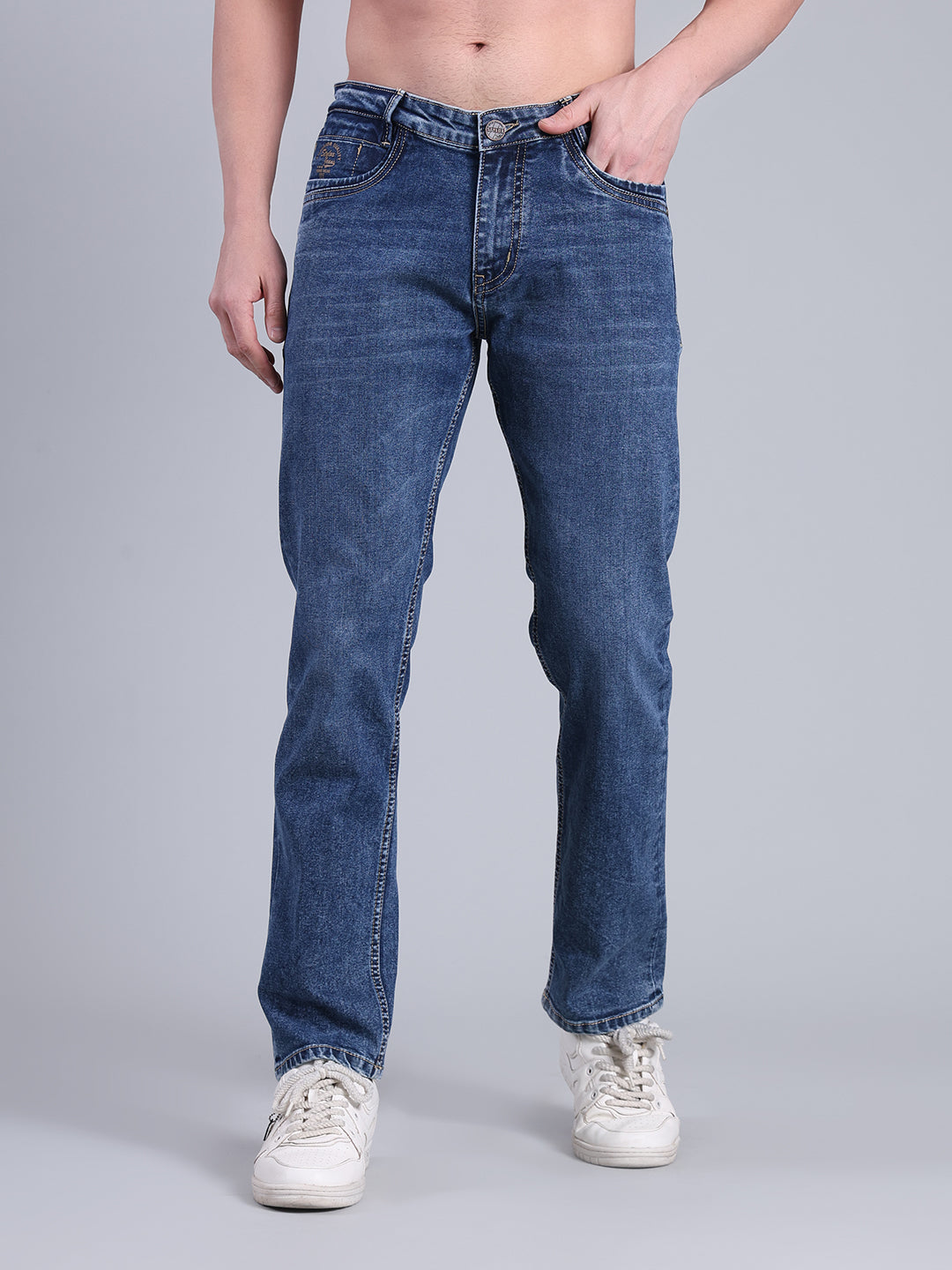 Stylox Men’s Slim Fit Mid Rise Stretchable Jeans (Mid Dark Blue) - Stylox