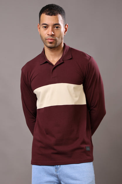 Stylox Men’s Long Sleeve Polo T-Shirt with Cut &amp; Sew Design