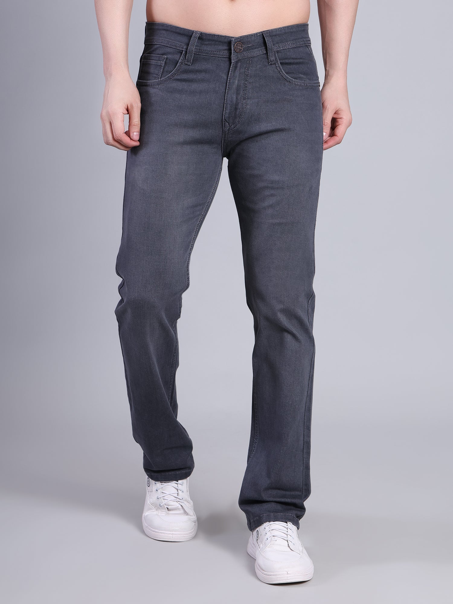 Stylox Men’s Mid-Rise Comfort Fit Stylish Washed Denim Jeans-Dark Grey - Stylox