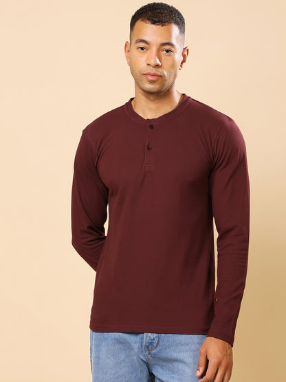 Stylox Men’s Henley Neck Full Sleeve Solid T-Shirt – Casual &amp; Stylish Everyday Wear