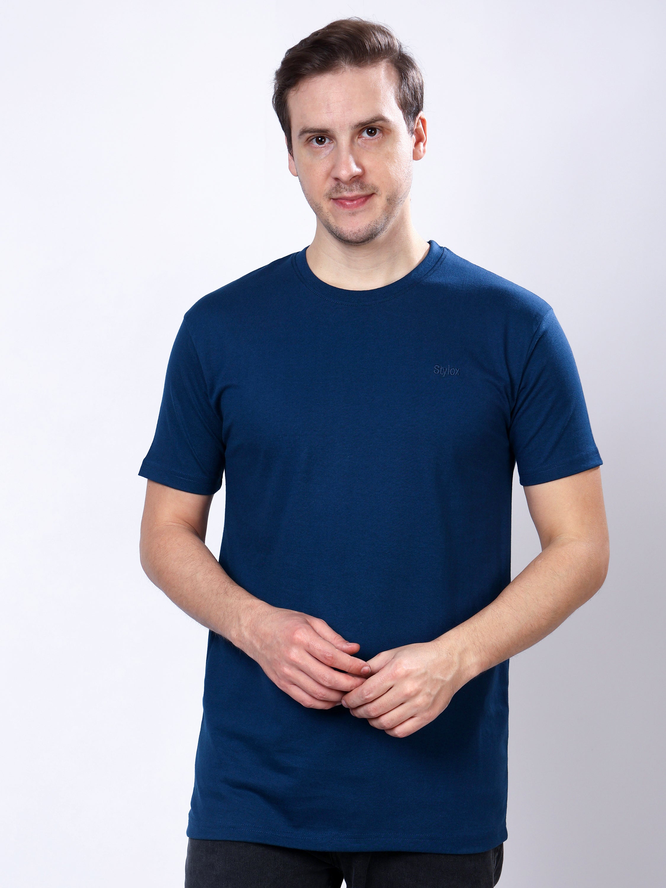 Stylox Men’s Solid Round Neck T-Shirt | Classic Cotton Casual Crew Neck Tee - Stylox