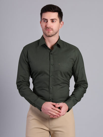 Stylox Men’s Regular Fit Solid Oxford Casual Shirt-Green - Stylox