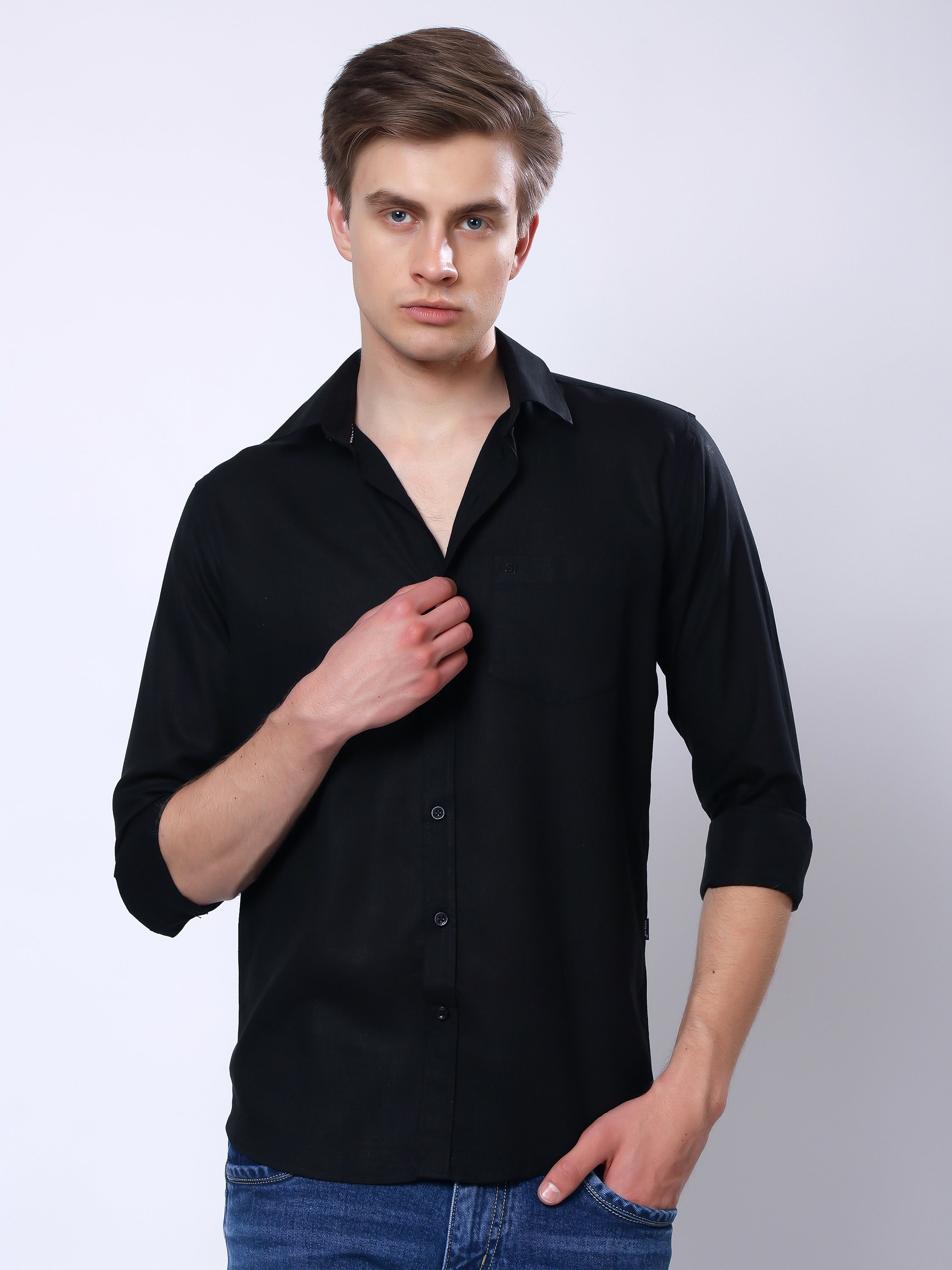 Stylox Men’s Regular Fit Full Sleeve Solid Casual Shirt - Stylox