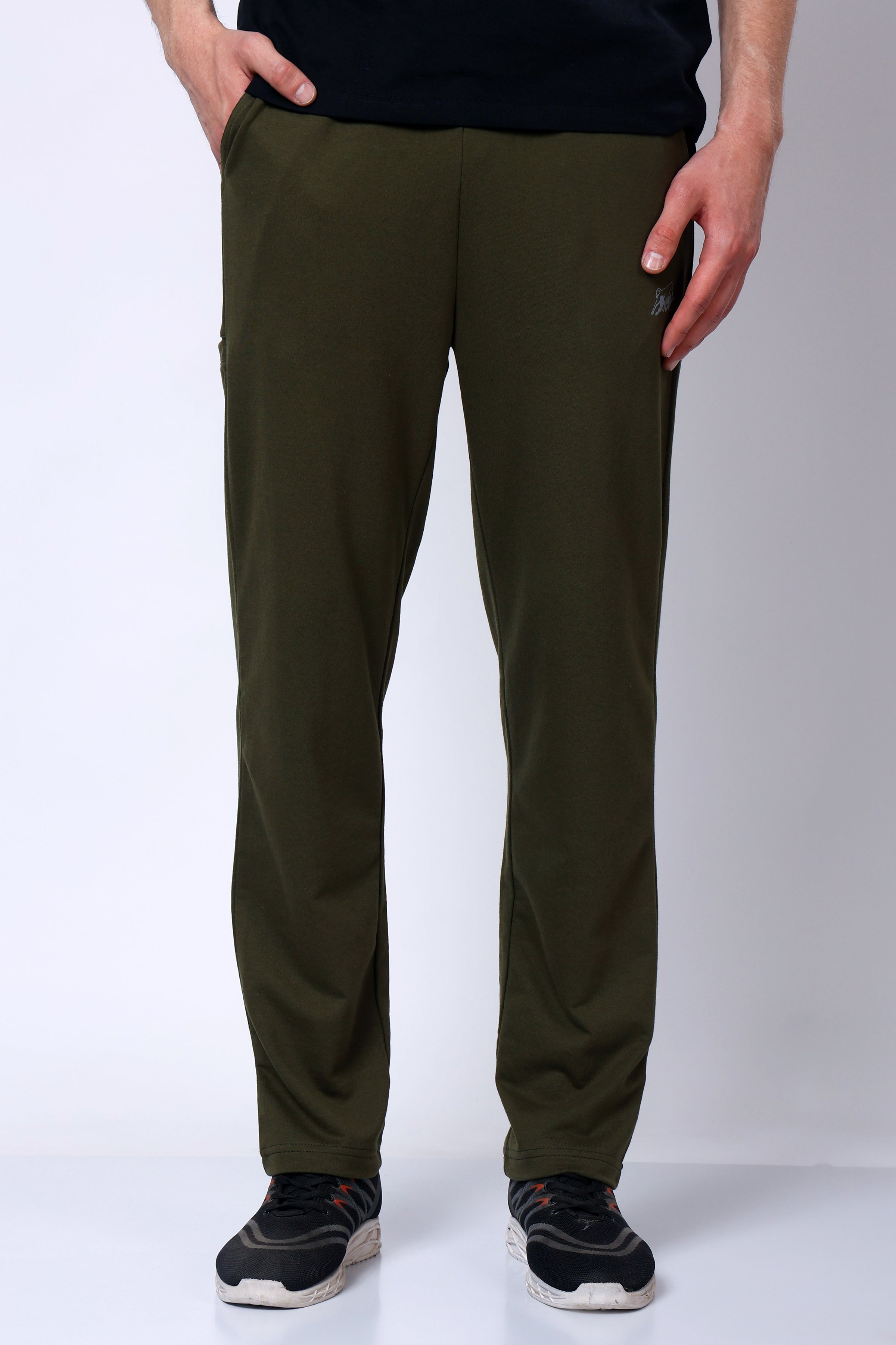 Stylox Men’s Regular Fit Terry Fabric Trackpant with Drawstring Waist-Olive - Stylox