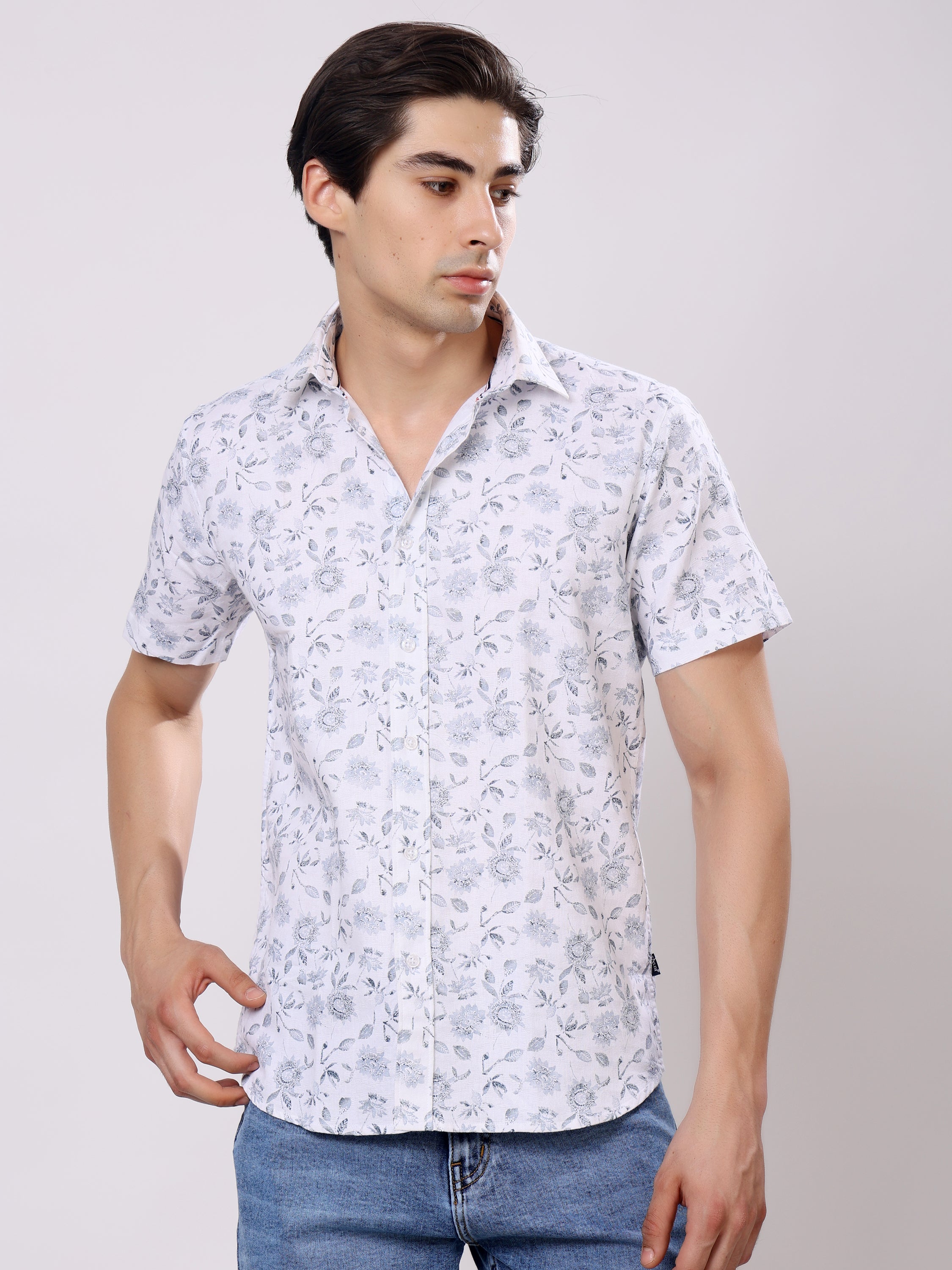 Stylox Men’s Regular Fit Half Sleeve Stylish Floral Printed Casual Summer Shirt - Stylox