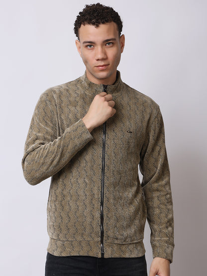 Stylox Men’s Textured Winter Jacket – High-Neck Full-Zip Warm Fleece Jacket for Casual &amp; Daily Wear