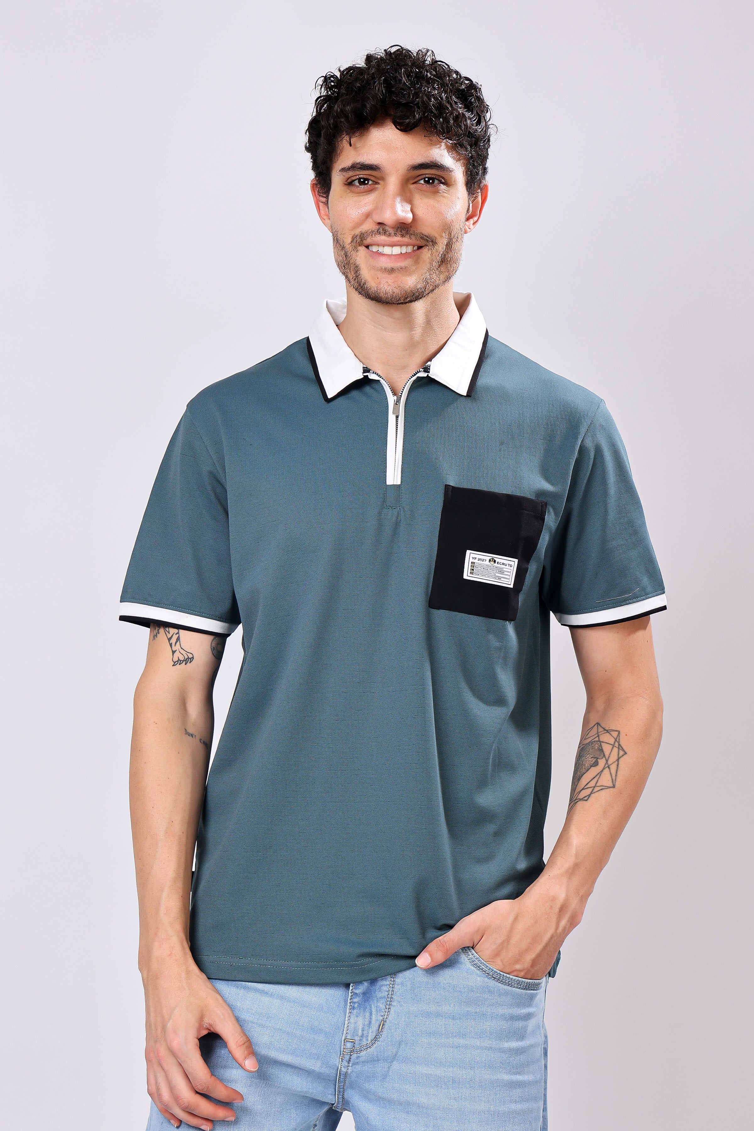 Stylox Men’s Polo Neck Solid T-Shirt with Single Pocket – Classic Style, Comfortable & Smart Casual Wear - Stylox