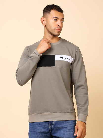 Stylox Men’s Colorblock Crew Neck Sweatshirt with “Revolution” Print