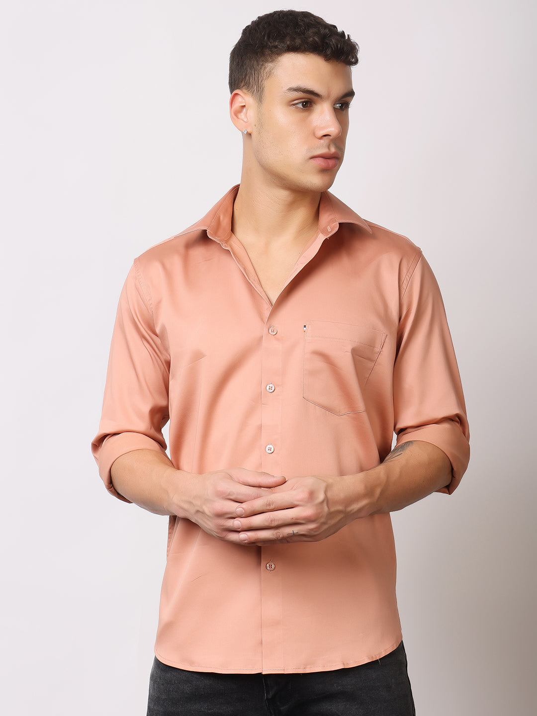 Stylox Men's Full Sleeve Solid Partywear Casual Shirt – Premium Shine Finish Cotton Blend Regular Fit Shirt for Stylish Evening & Occasion Wear - Stylox