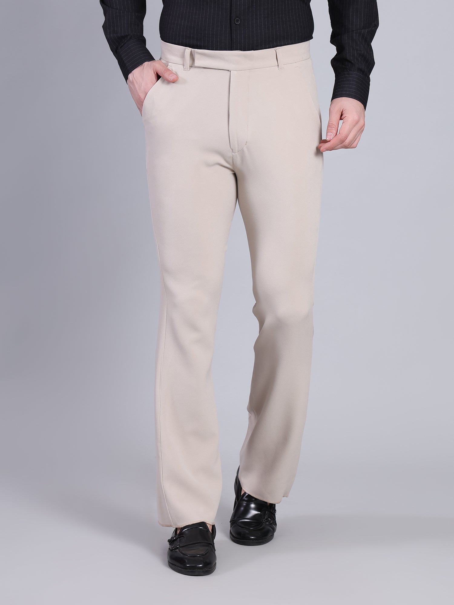 Stylox Men’s Bootcut Formal Trousers-Sand - Stylox