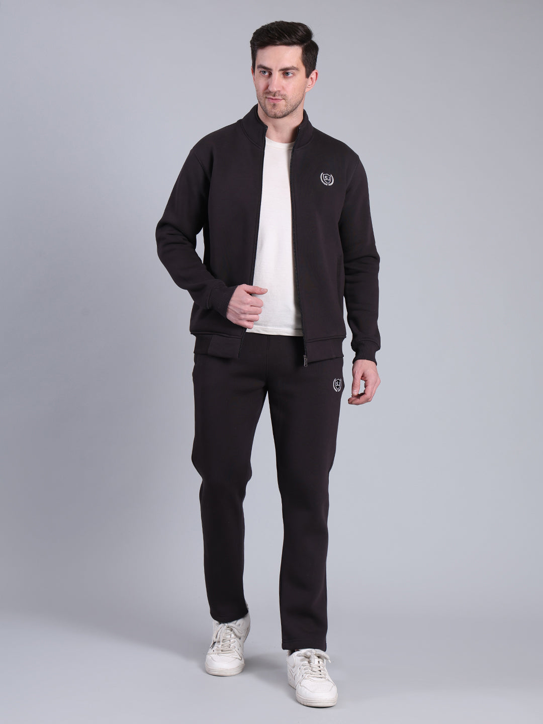 Stylox Men’s Solid Tracksuit Set with Zip-Up Jacket &amp; Joggers – Winter Athleisure Wear