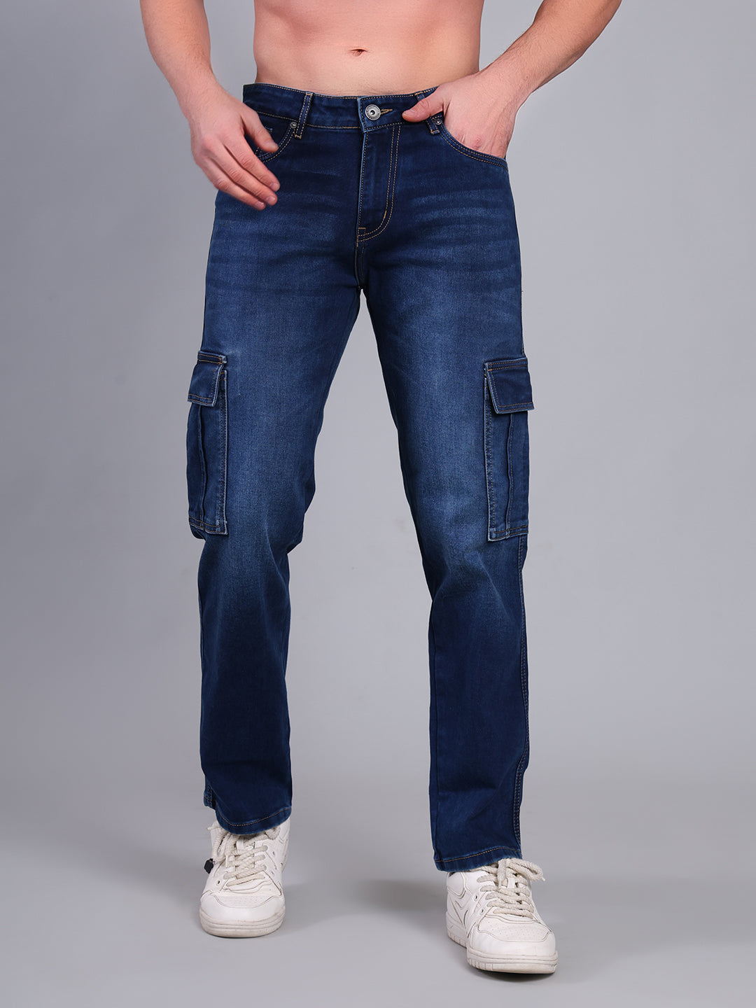 Stylox Men’s Cargo Jeans | Utility Denim with Multiple Pockets | Regular Fit Stretch Cargo Jeans for Men