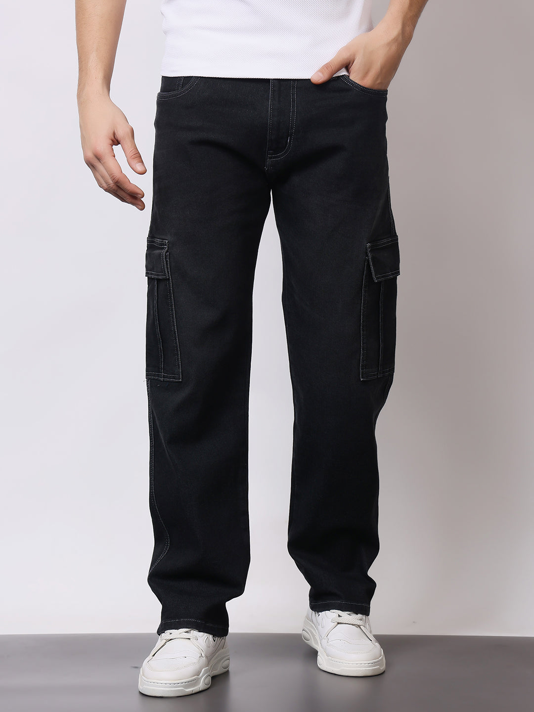 Stylox Men’s Regular Fit Cargo Jeans | Multi-Pocket Denim Cargo Pants for Casual &amp; Streetwear Style - Stylox