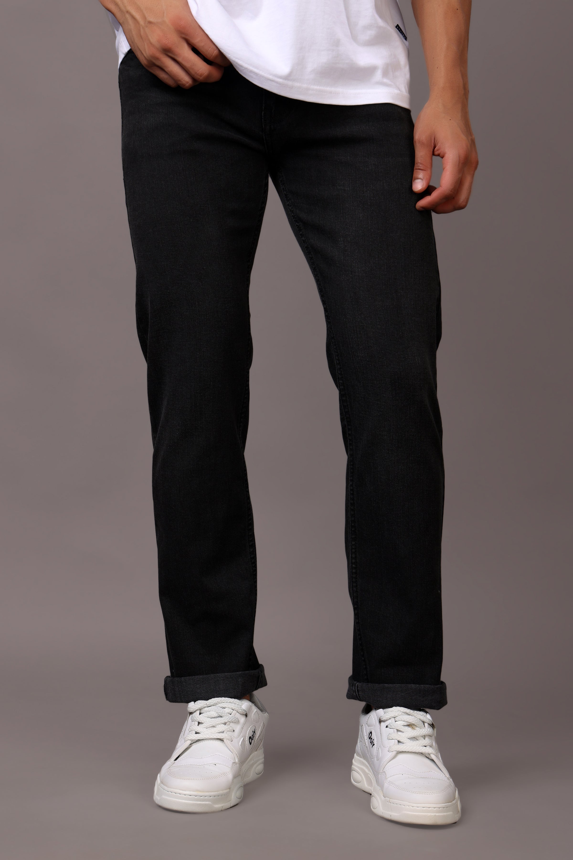 Stylox Men’s Comfort Fit Denim Jeans - Mid Grey & Dark Grey,