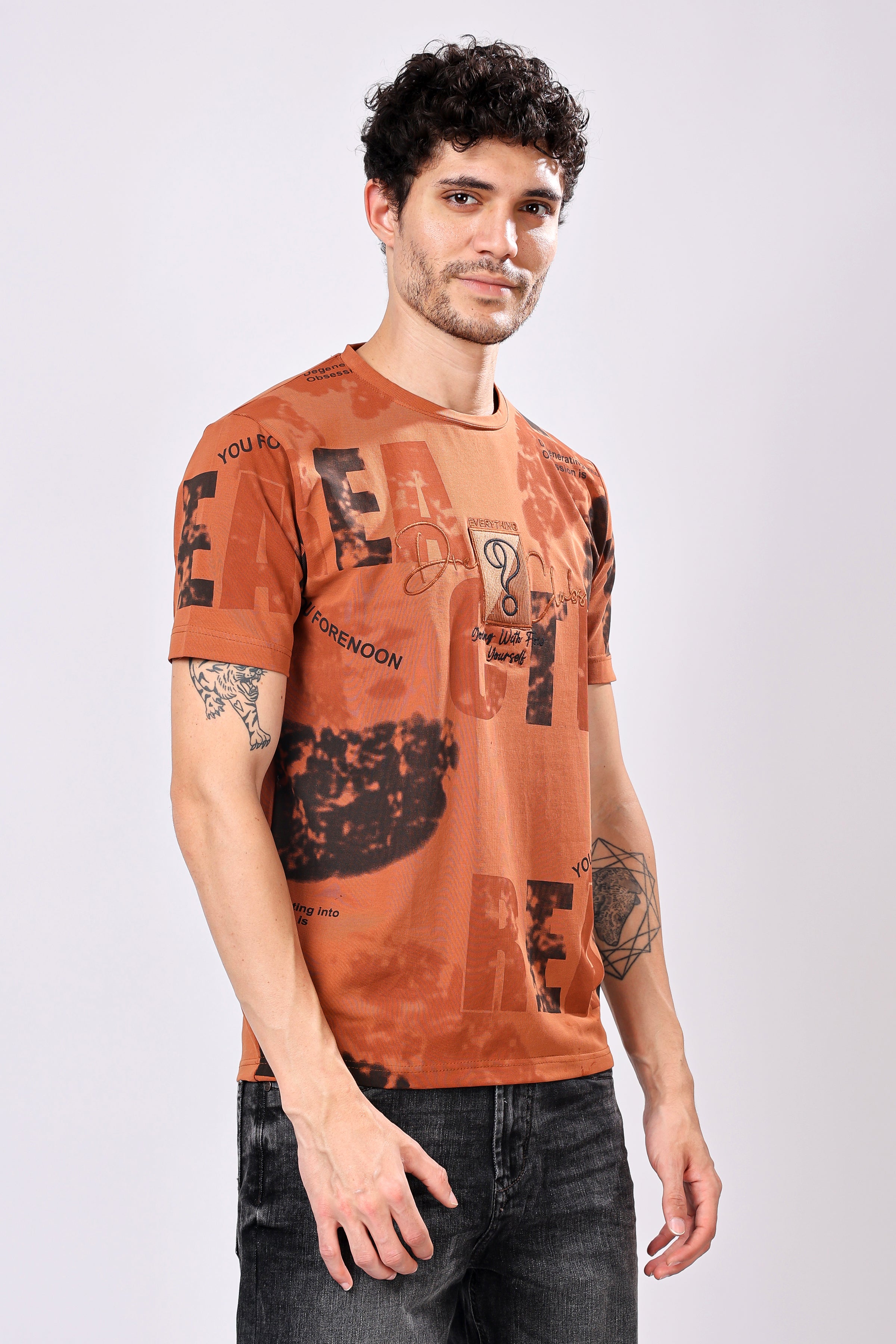 Stylox Men’s Regular Fit Round Neck Half Sleeve Printed T-Shirt | Casual Cotton Graphic Tee for Daily Wear - Stylox