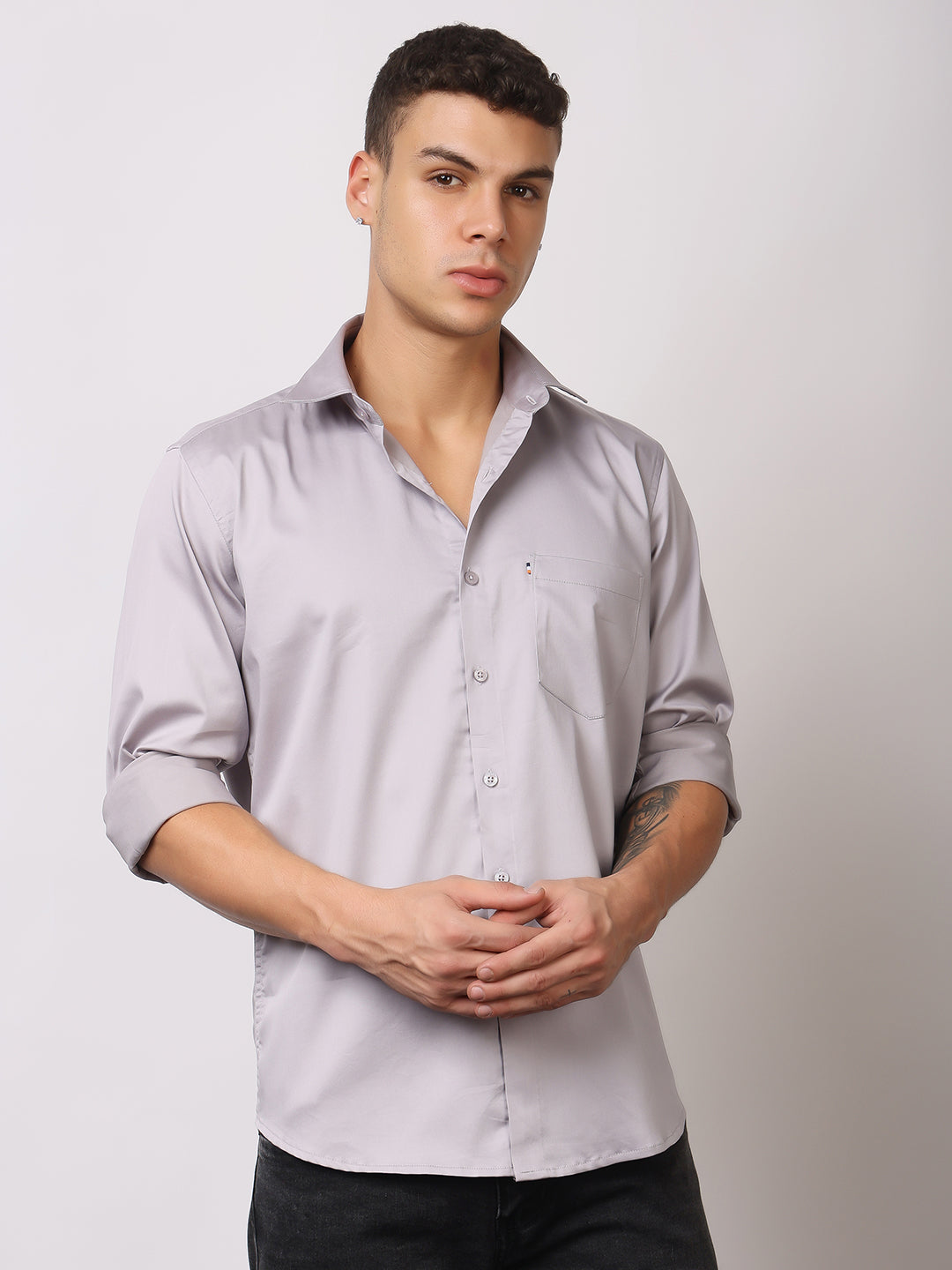 Stylox Men's Full Sleeve Solid Partywear Casual Shirt – Premium Shine Finish Cotton Blend Regular Fit Shirt for Stylish Evening & Occasion Wear - Stylox