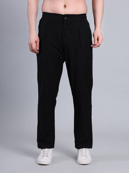 Stylox Men’s Cotton Linen Blend Trousers | Regular Fit Pleated Pants