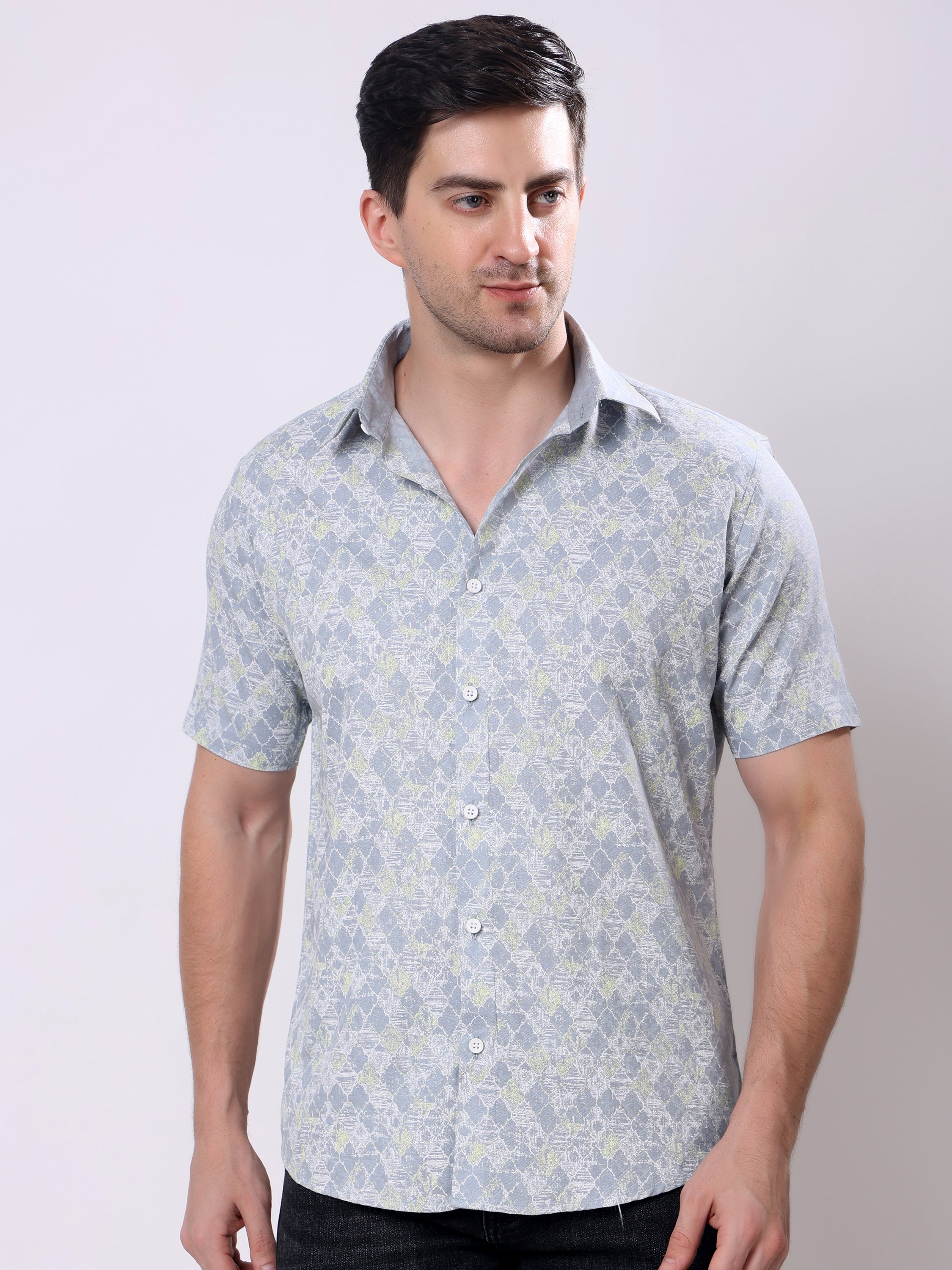Stylox Men’s Regular Fit Half Sleeve Abstract print Casual Shirt - Stylox