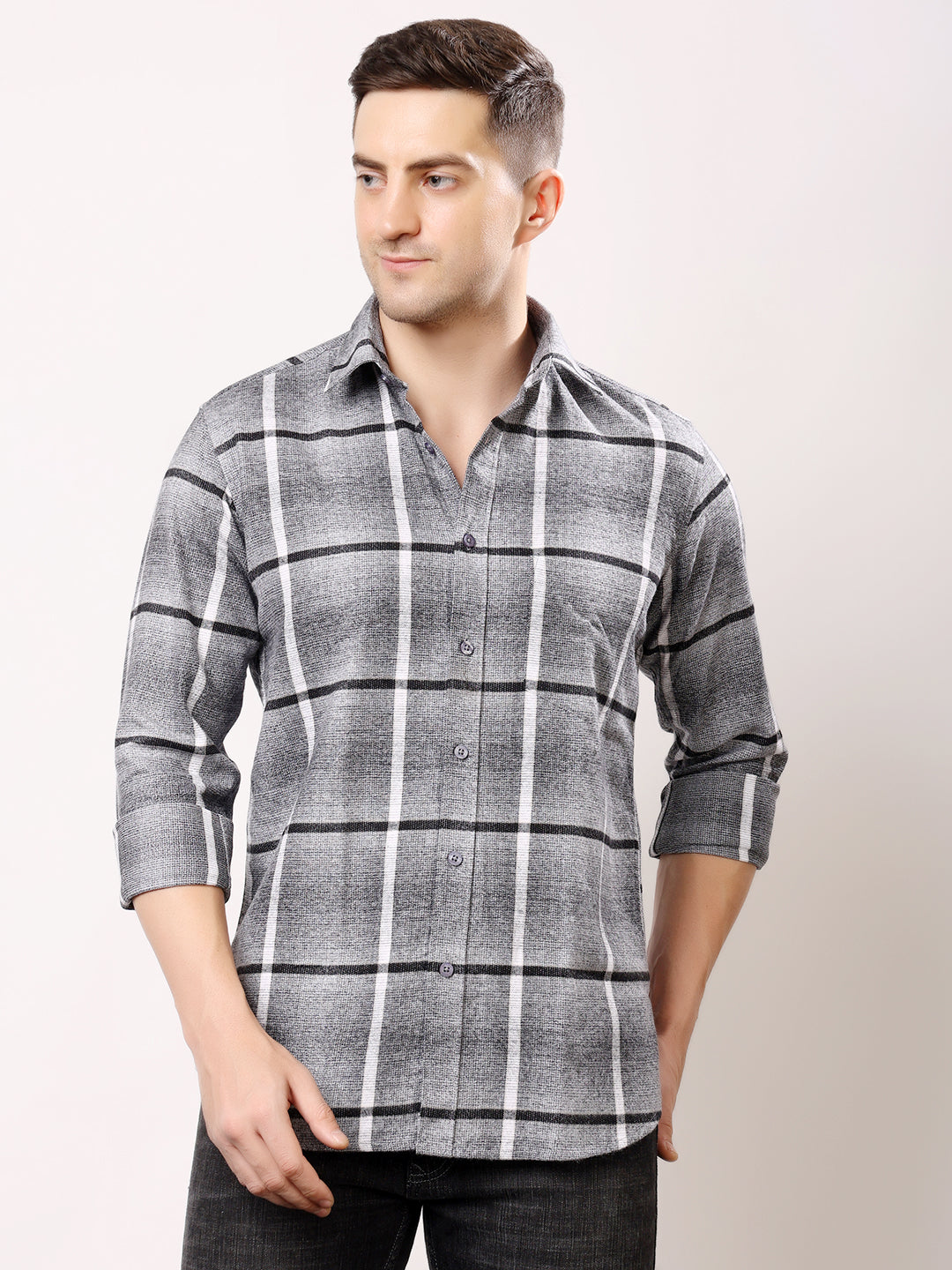 Stylox Men’s Regular Fit Full Sleeve Check Shirt | Casual Cotton Checkered Shirt for Everyday Wear