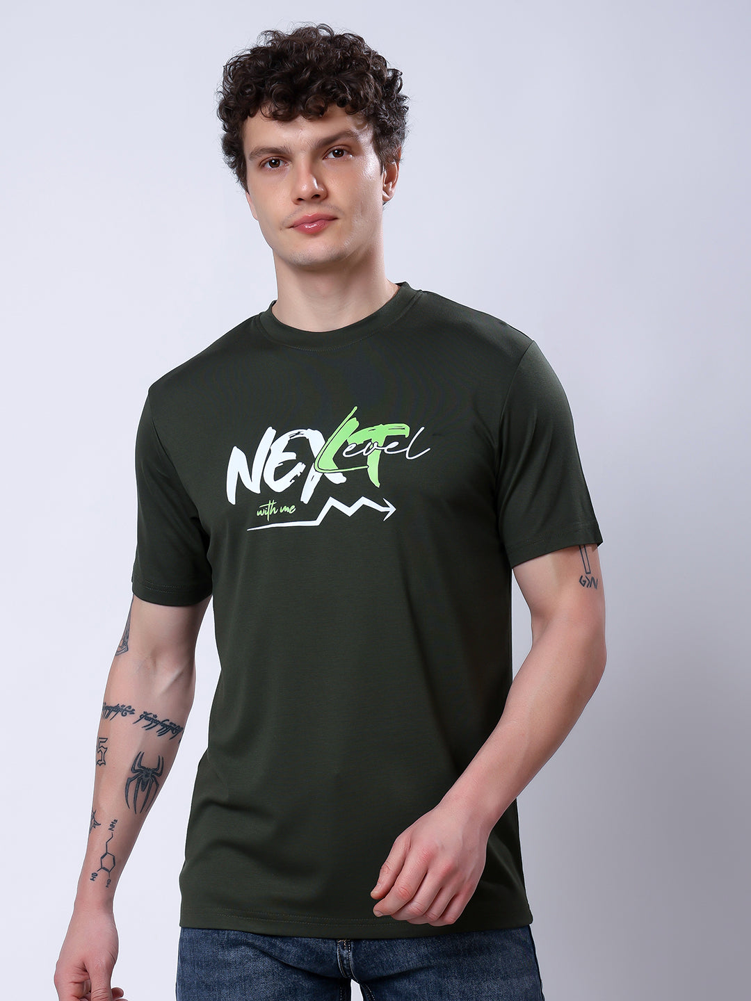 Stylox Next Level Motivational Graphic T-Shirt for Men-Olive - Stylox
