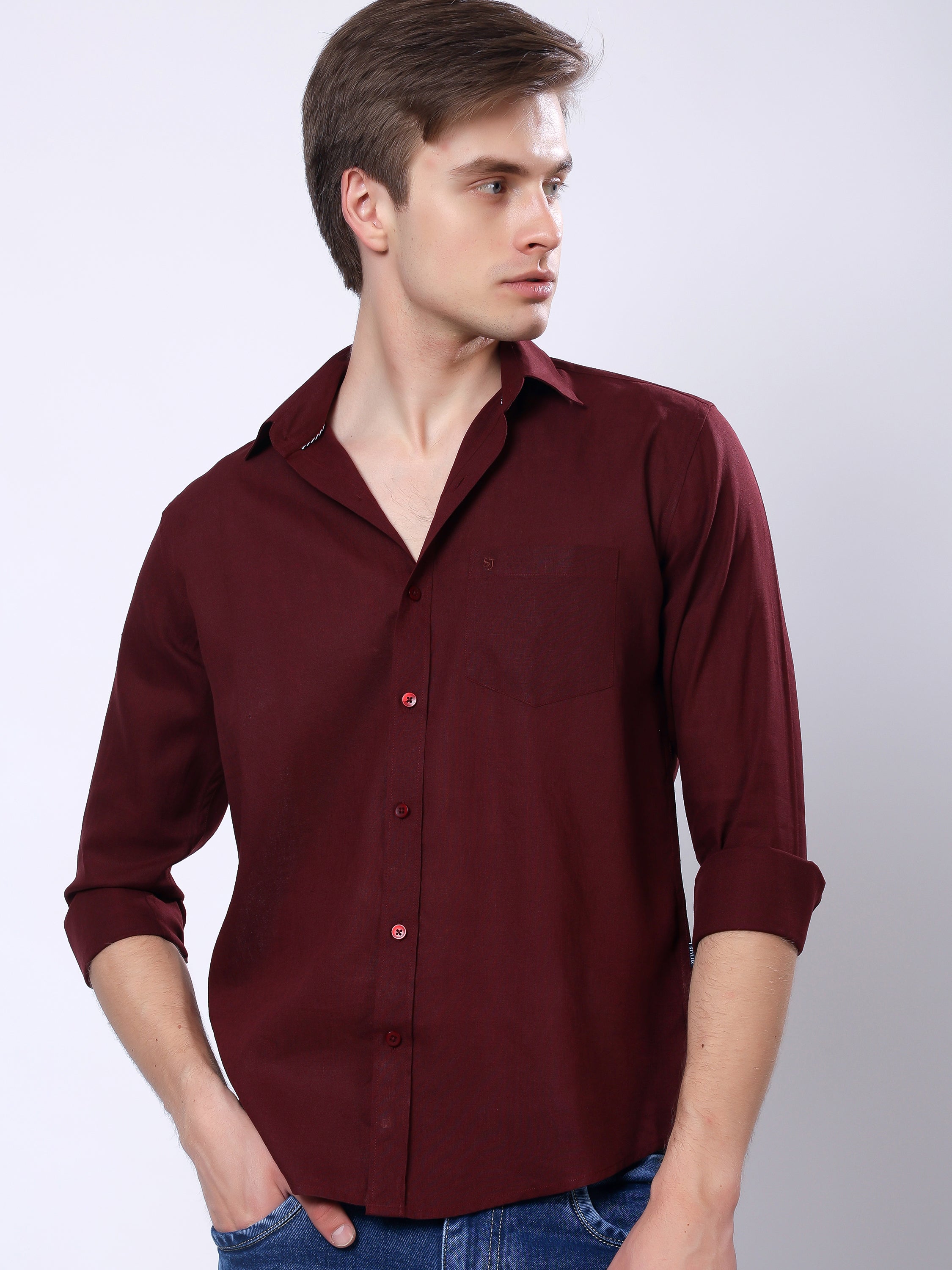 Stylox Men’s Regular Fit Full Sleeve Solid Casual Shirt - Stylox