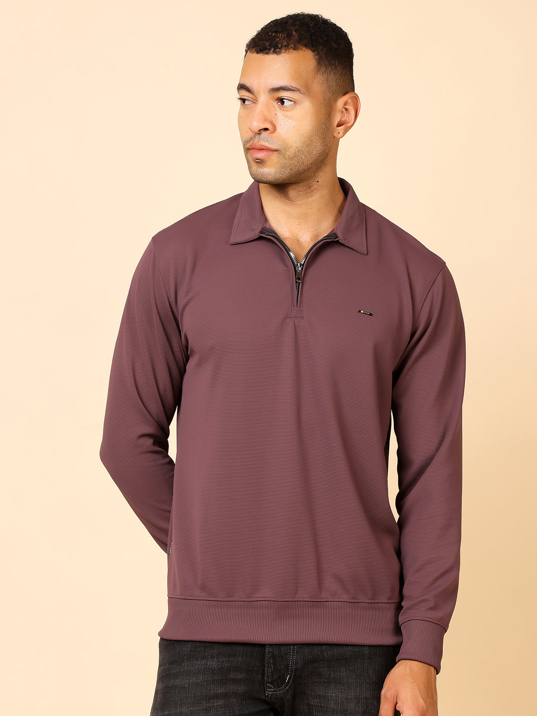 Stylox Men's Utility Style Zip Neck Sweatshirt