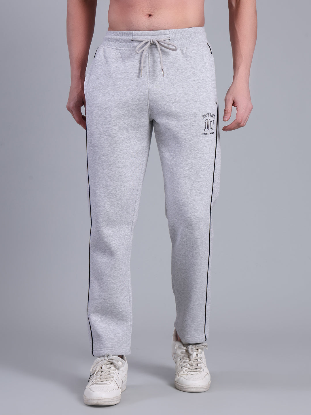 Stylox Men’s Solid Trackpant with Side Piping (Melange) - Stylox