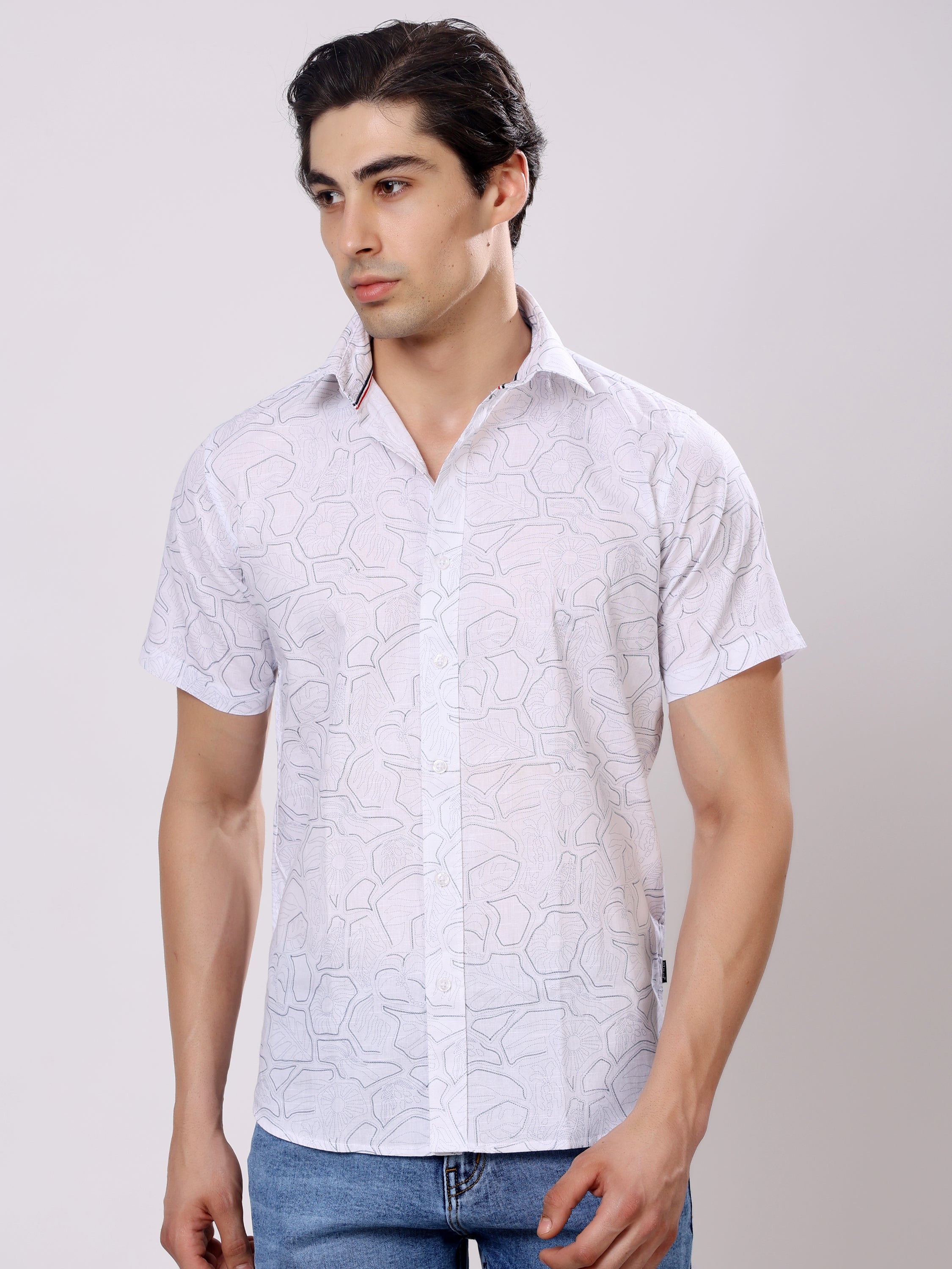 Stylox Men’s Regular Fit Half Sleeve Stylish Abstract Printed Casual Shirt - Stylox