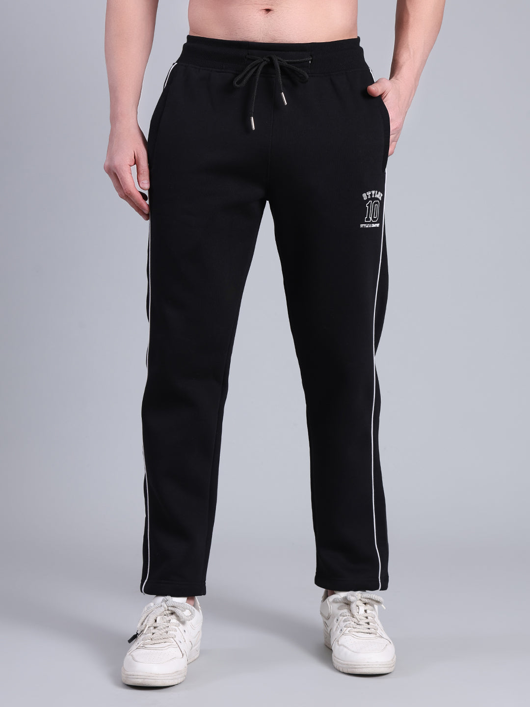 Stylox Men’s Solid Trackpant with Side Piping (Black) - Stylox