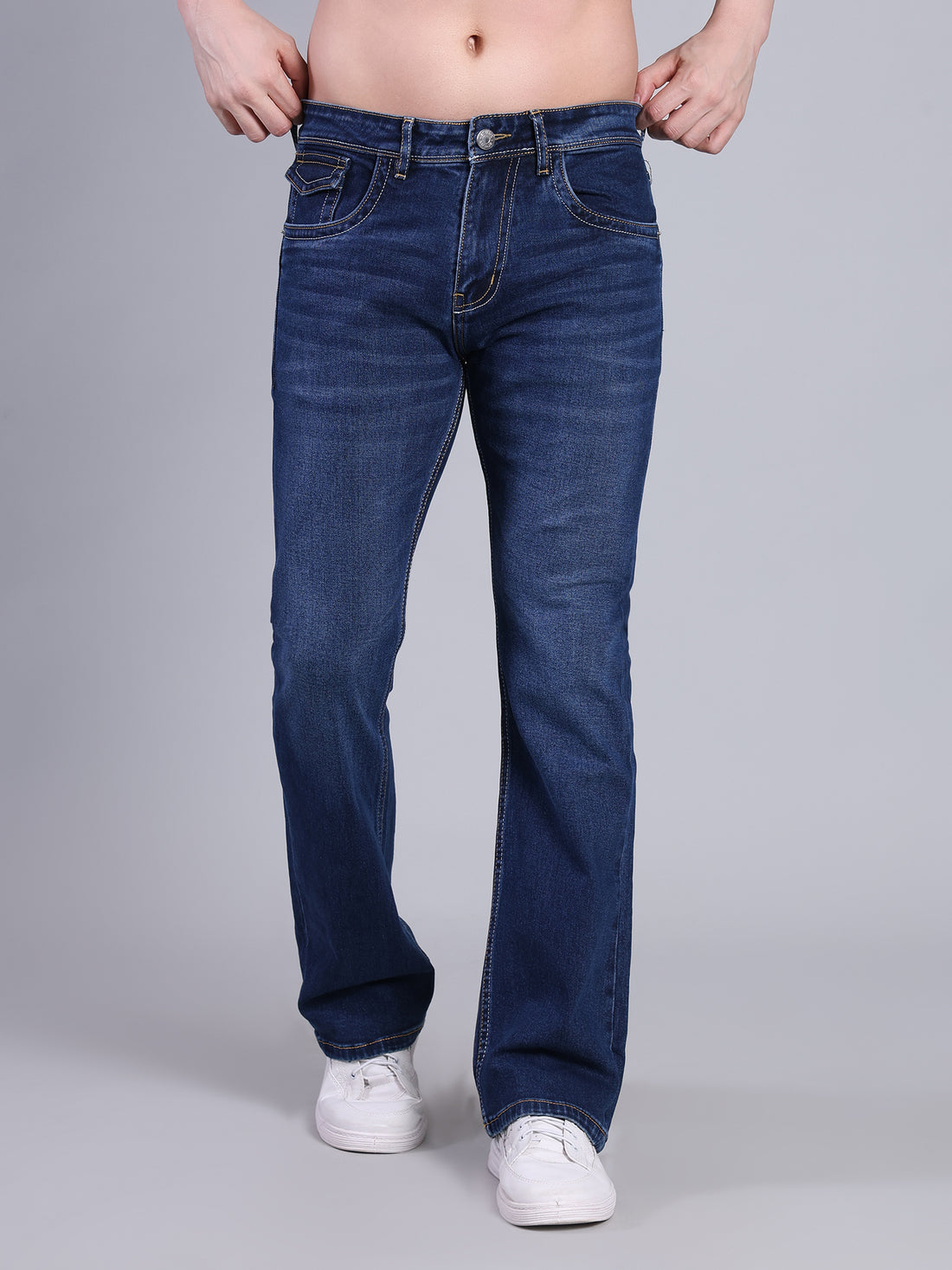 Stylox Men’s Bootcut Fit Non-Stretch Rigid Denim Jeans-Blue - Stylox