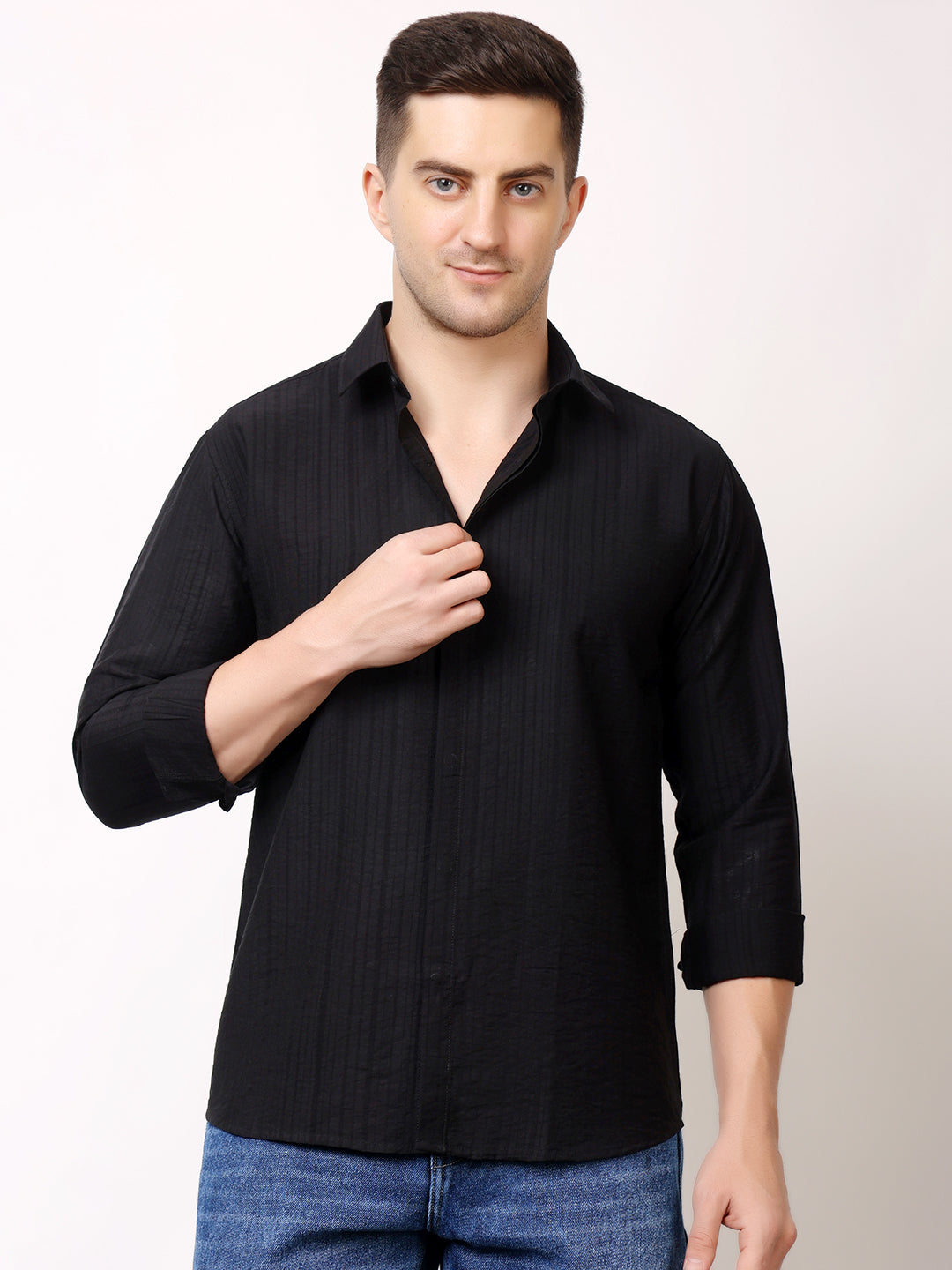 Stylox Men's Regular Fit Solid Full Sleeve Casual Shirt – Soft Cotton Blend, Comfortable & Stylish Everyday Wear - Stylox