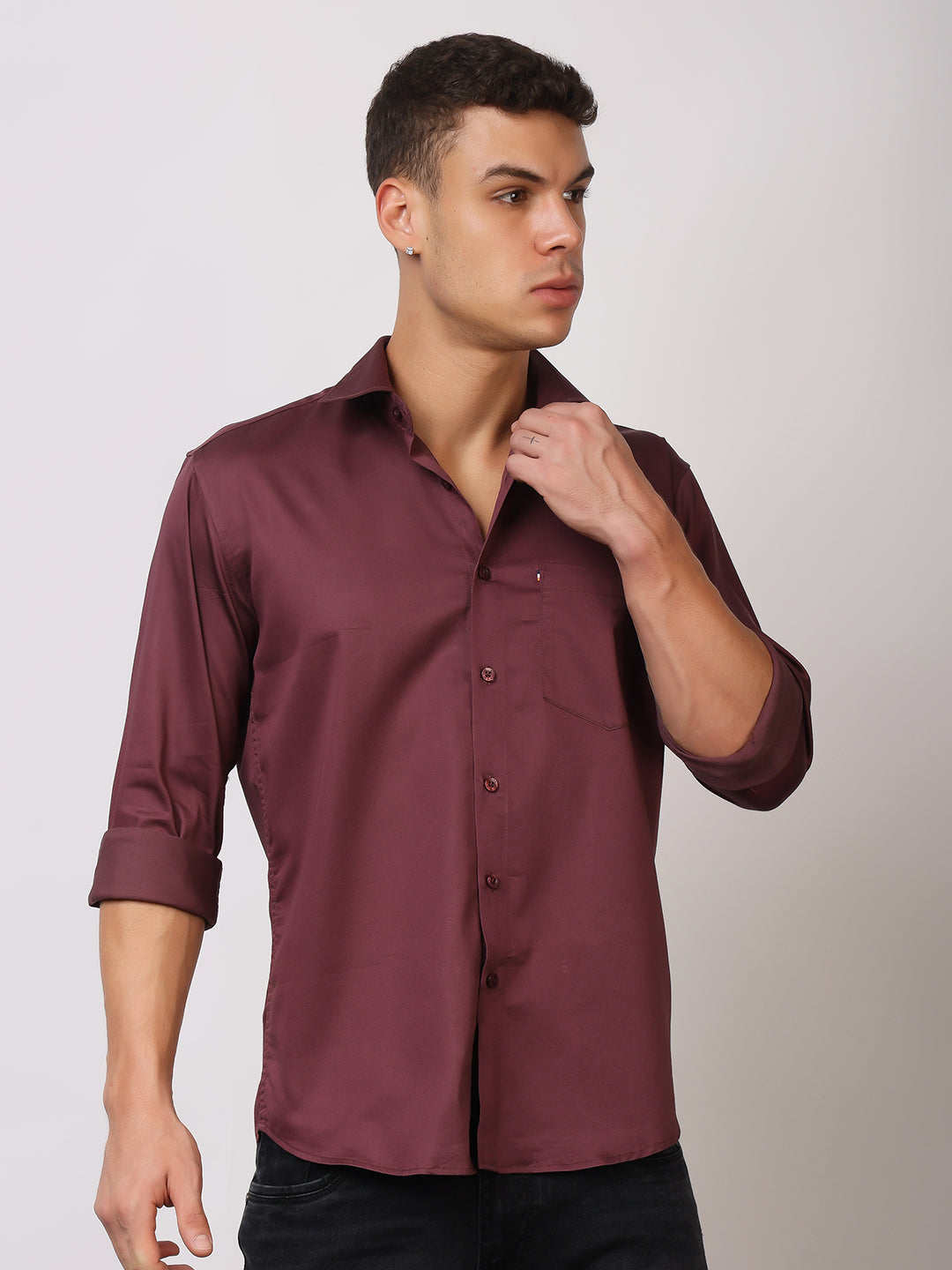 Stylox Men's Full Sleeve Solid Partywear Casual Shirt – Premium Shine Finish Cotton Blend Regular Fit Shirt for Stylish Evening & Occasion Wear - Stylox