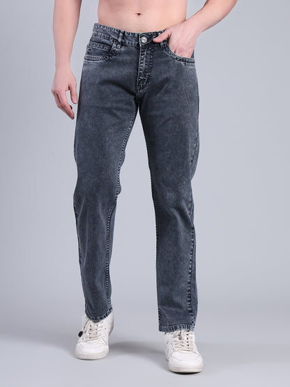 Stylox Men’s Comfort Fit Jeans | Mid Rise Straight Leg Washed Denim for Everyday Wear