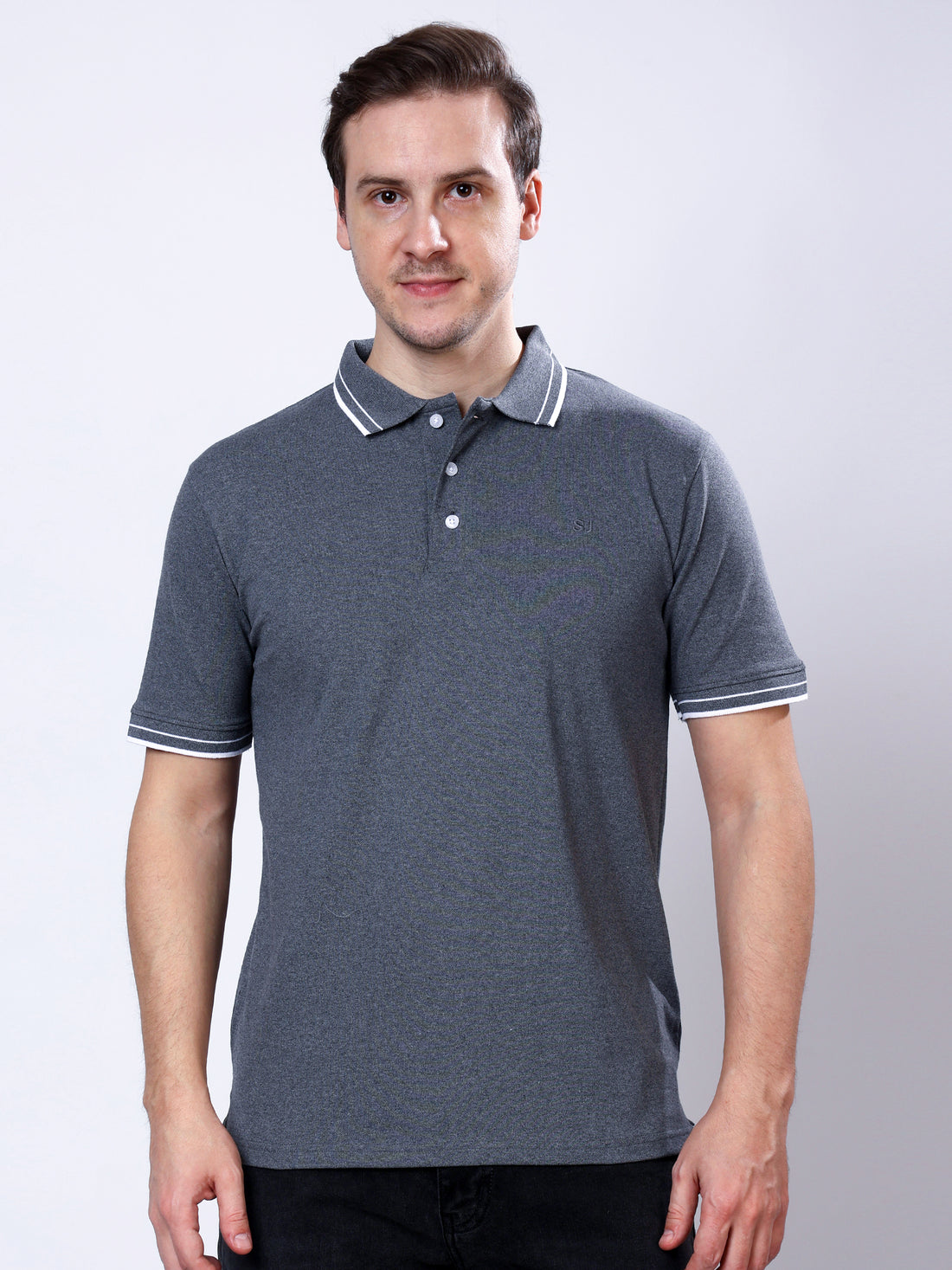 Stylox Men’s Solid Polo T-Shirt with Contrast-Tipped Collar - Stylox